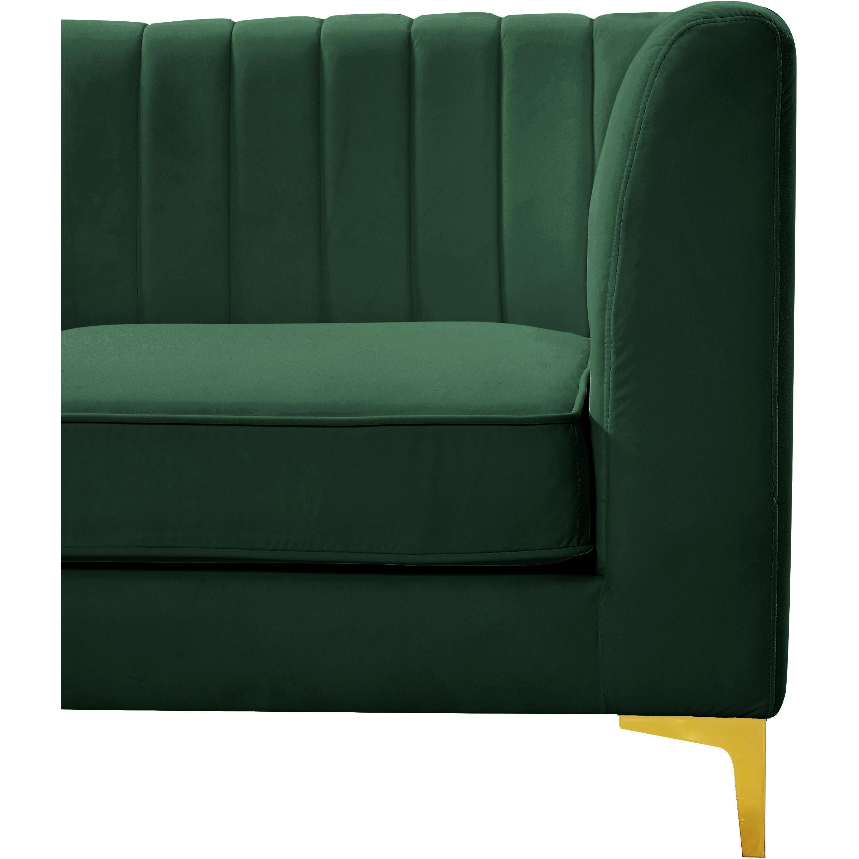 Meridian Alina Green Velvet Armless Chair