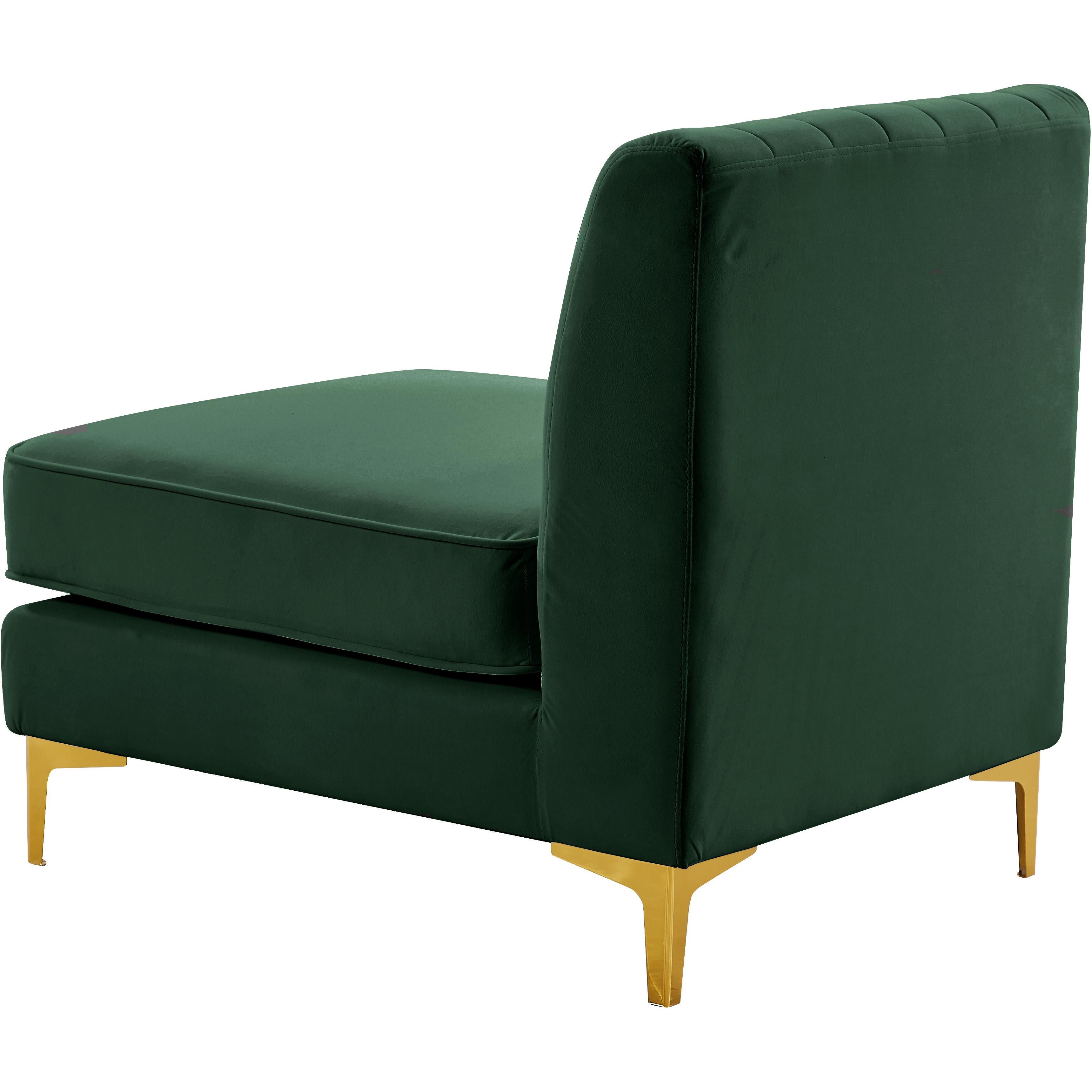 Meridian Alina Green Velvet Armless Chair