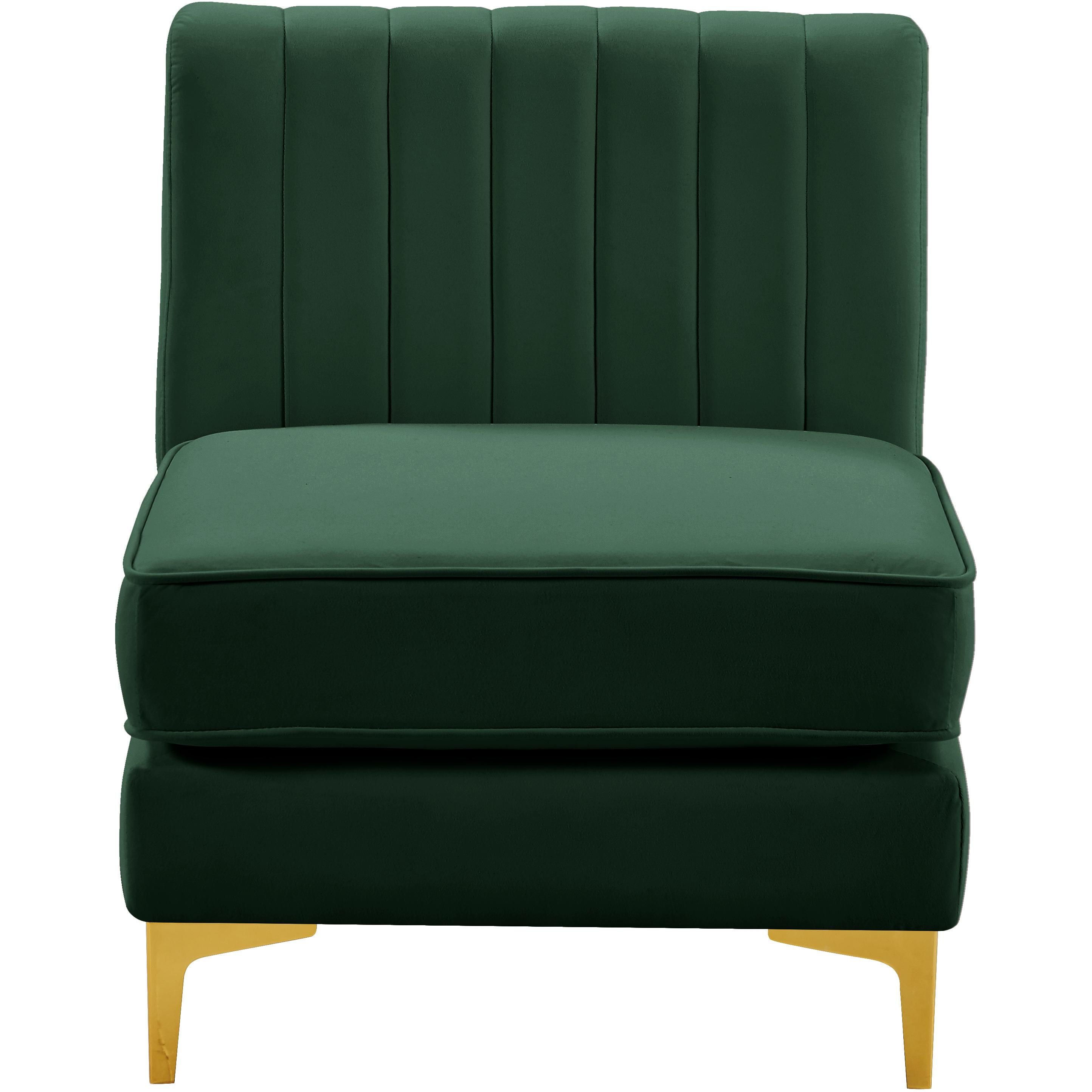 Meridian Alina Green Velvet Armless Chair