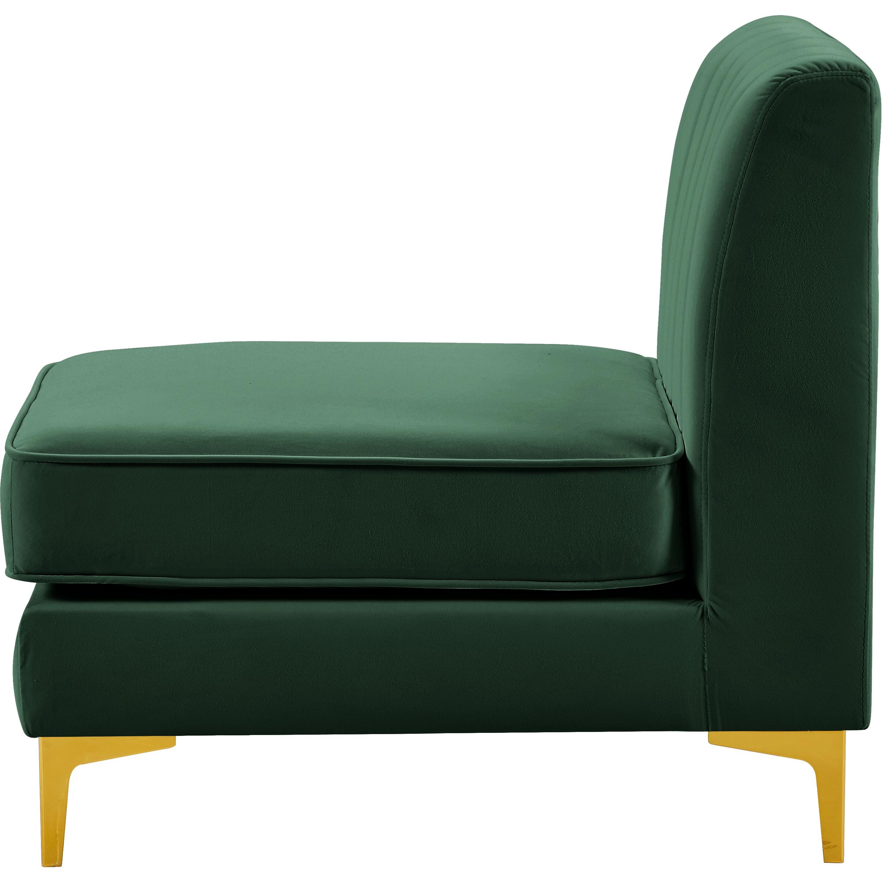 Meridian Alina Green Velvet Armless Chair