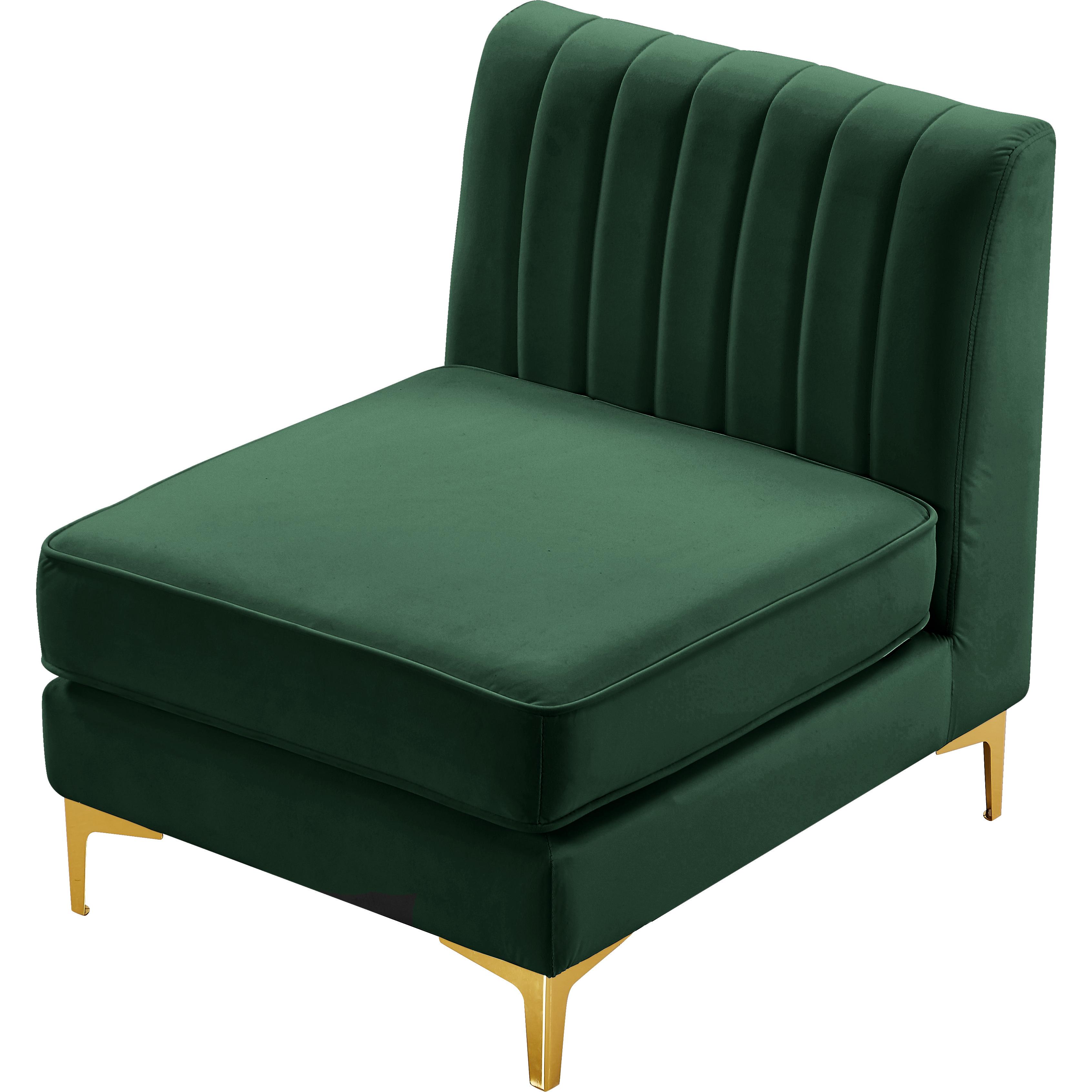 Meridian Alina Green Velvet Armless Chair