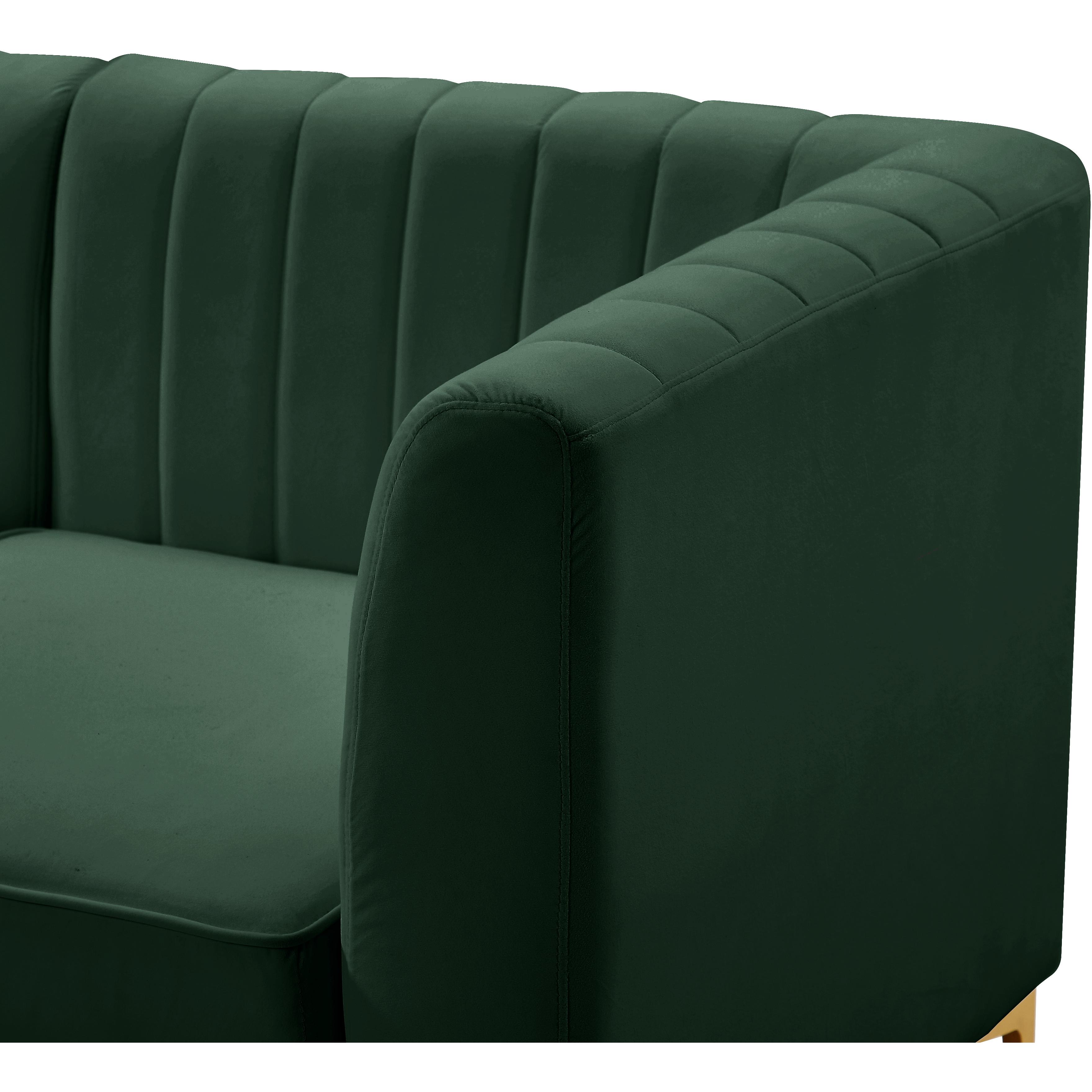 Meridian Alina Green Velvet Armless Chair