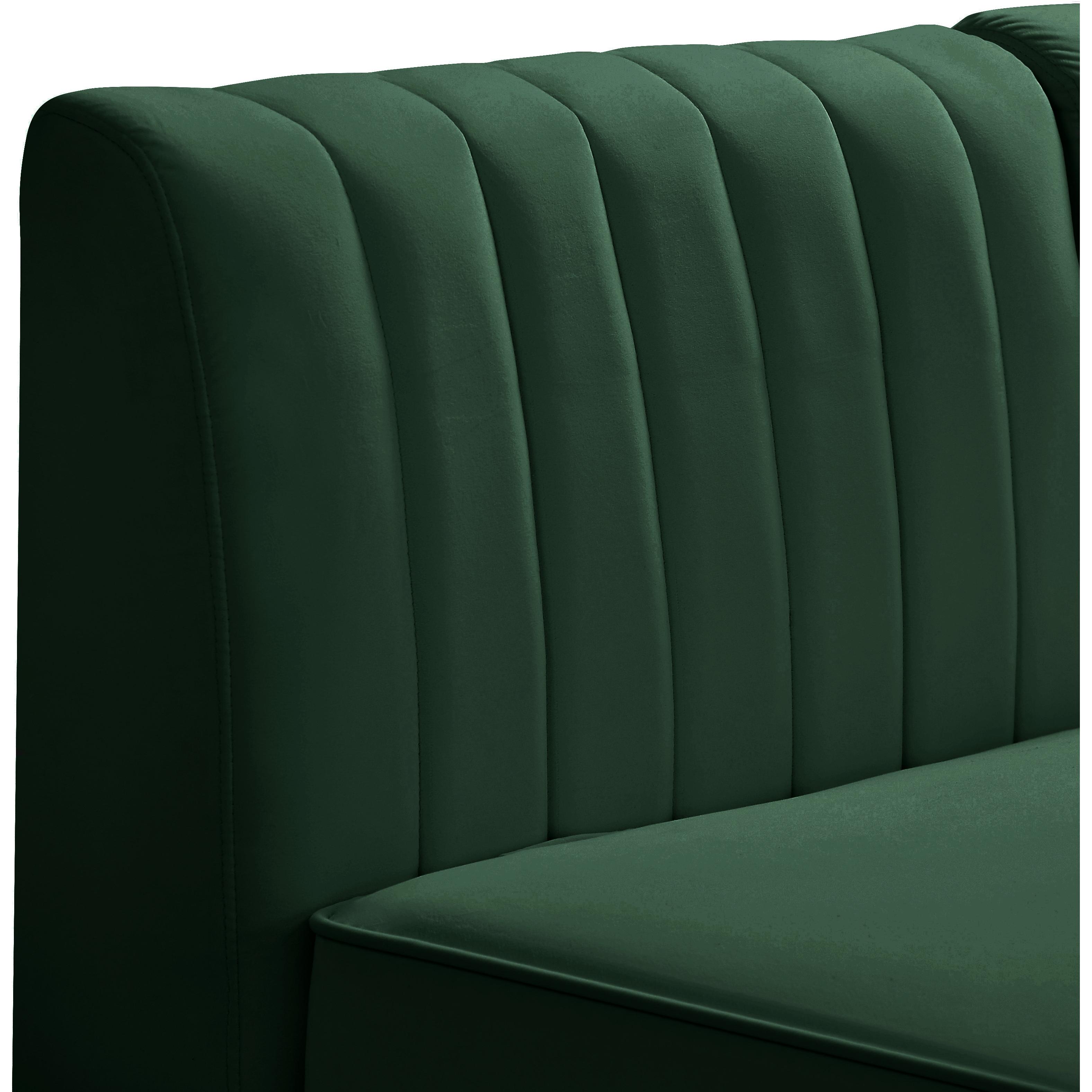 Meridian Alina Green Velvet Armless Chair