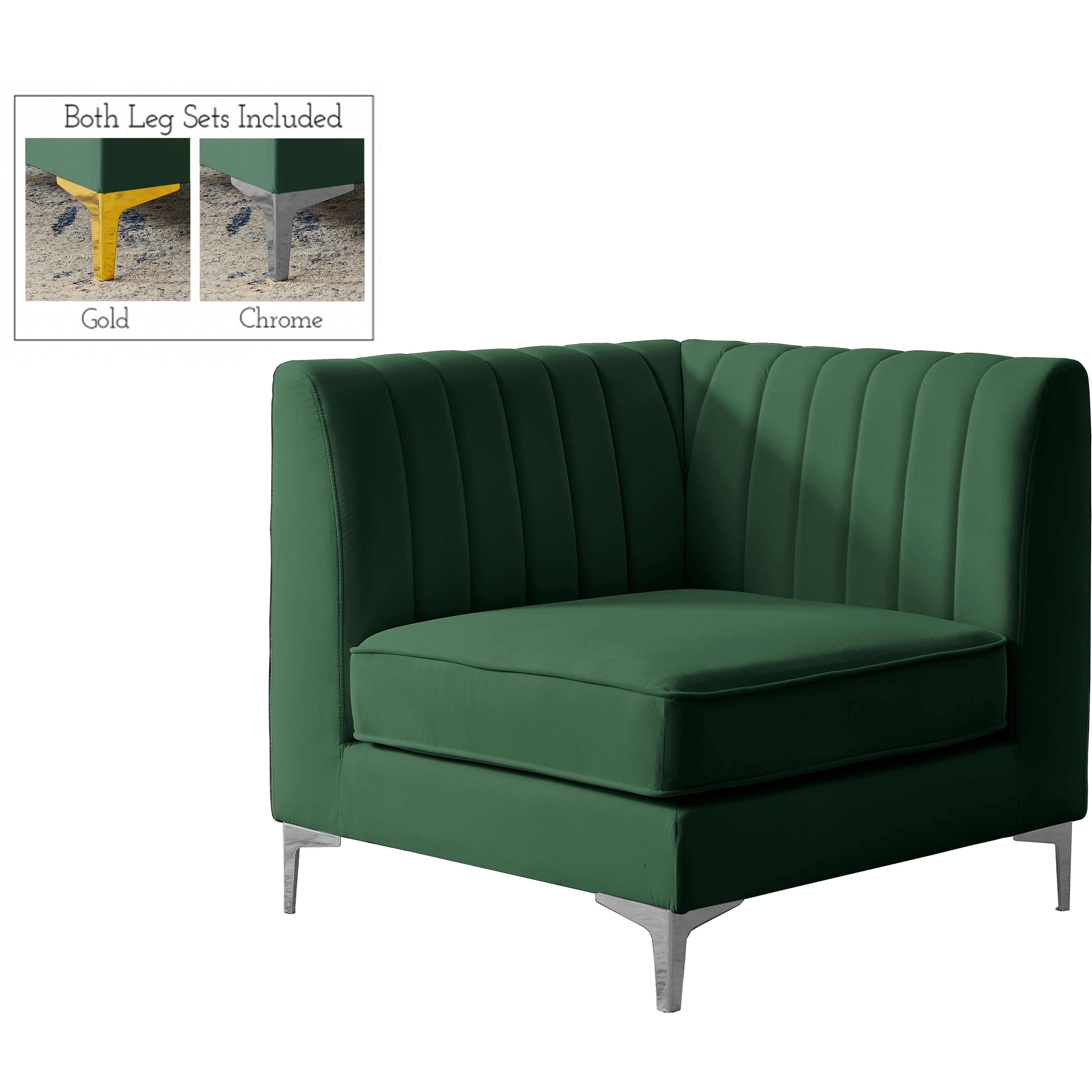 Meridian Alina Green Velvet Corner Chair