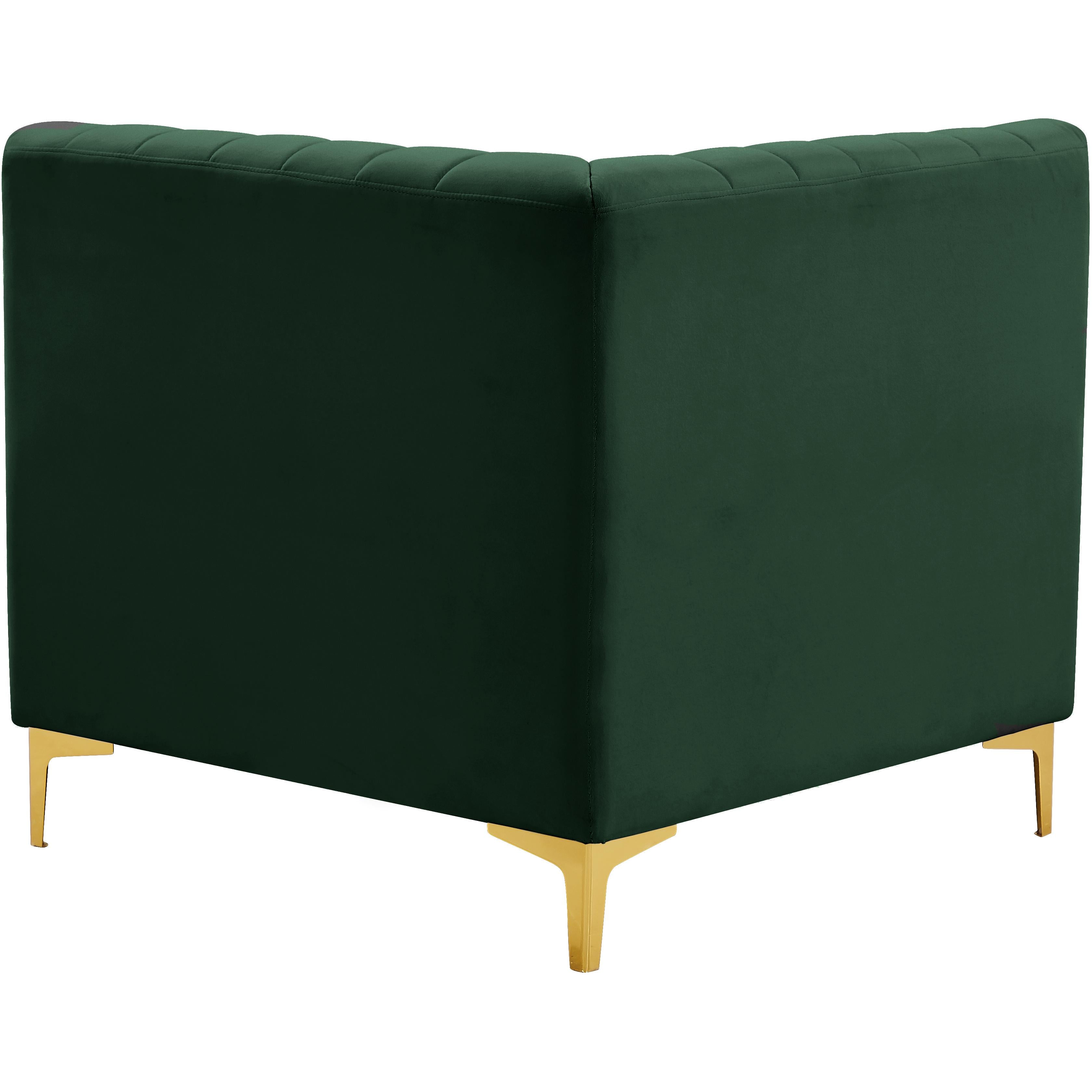 Meridian Alina Green Velvet Corner Chair