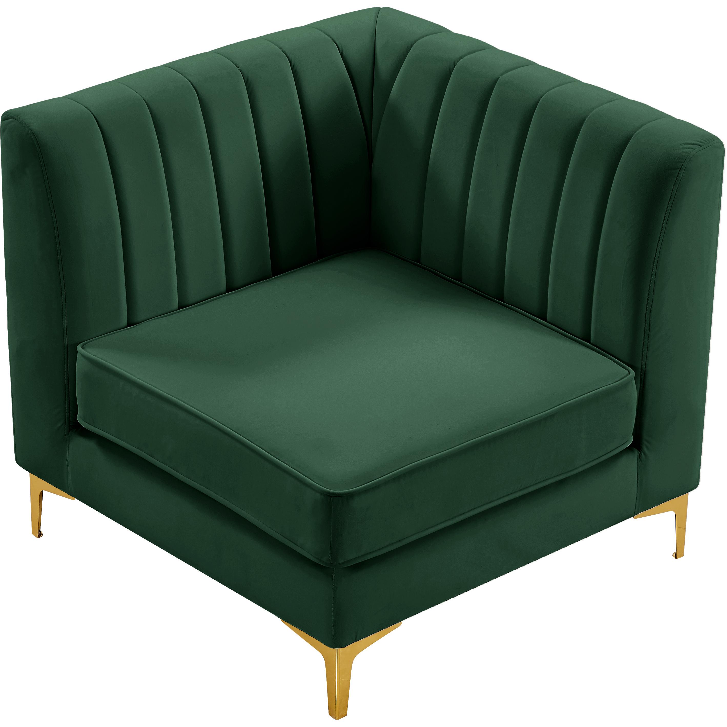 Meridian Alina Green Velvet Corner Chair