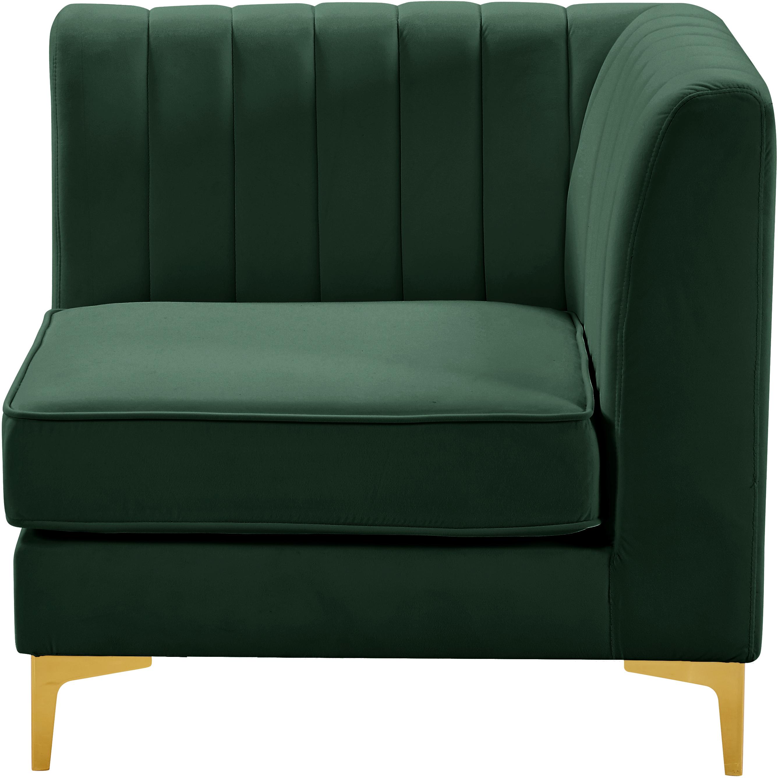 Meridian Alina Green Velvet Corner Chair