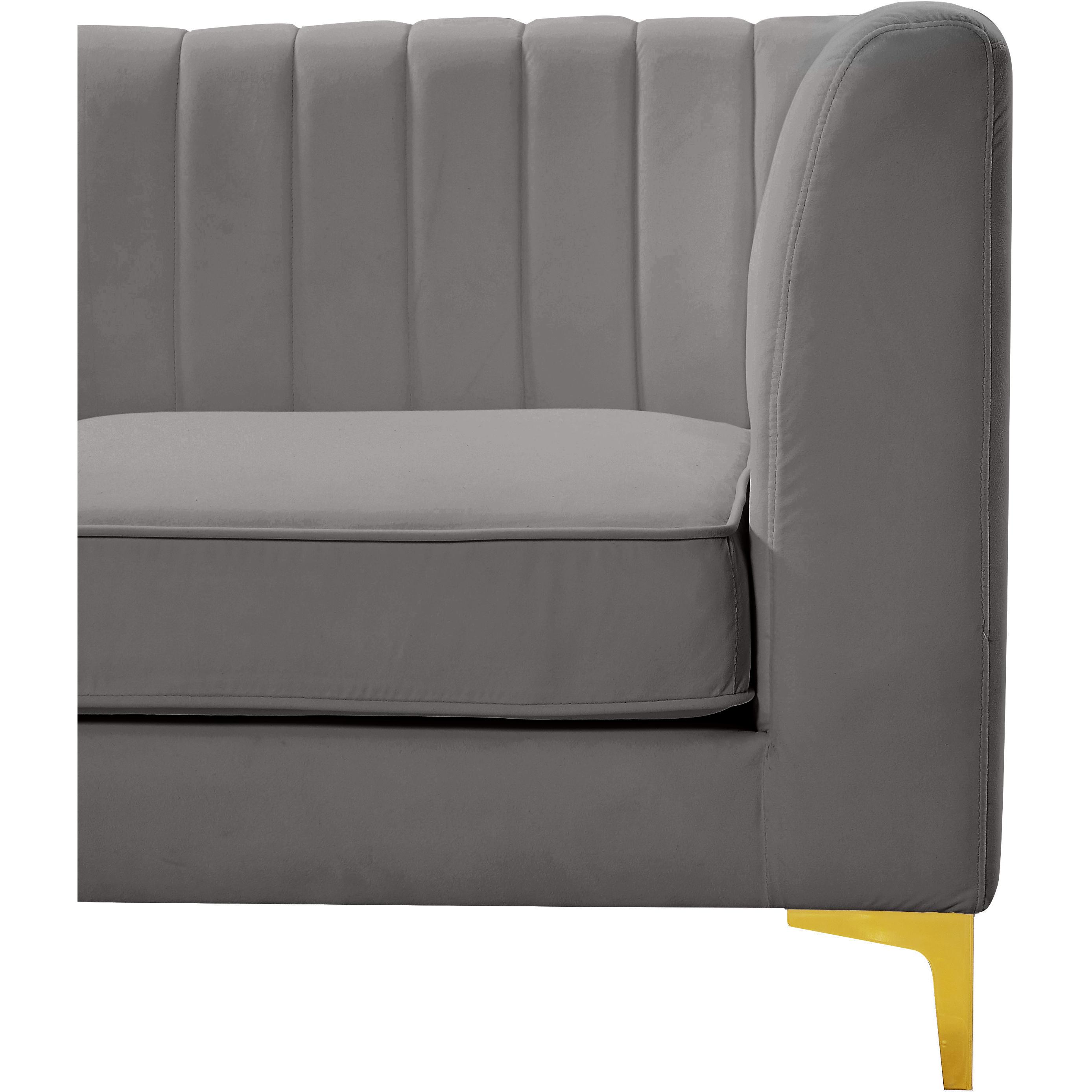 Meridian Alina Grey Velvet Armless Chair