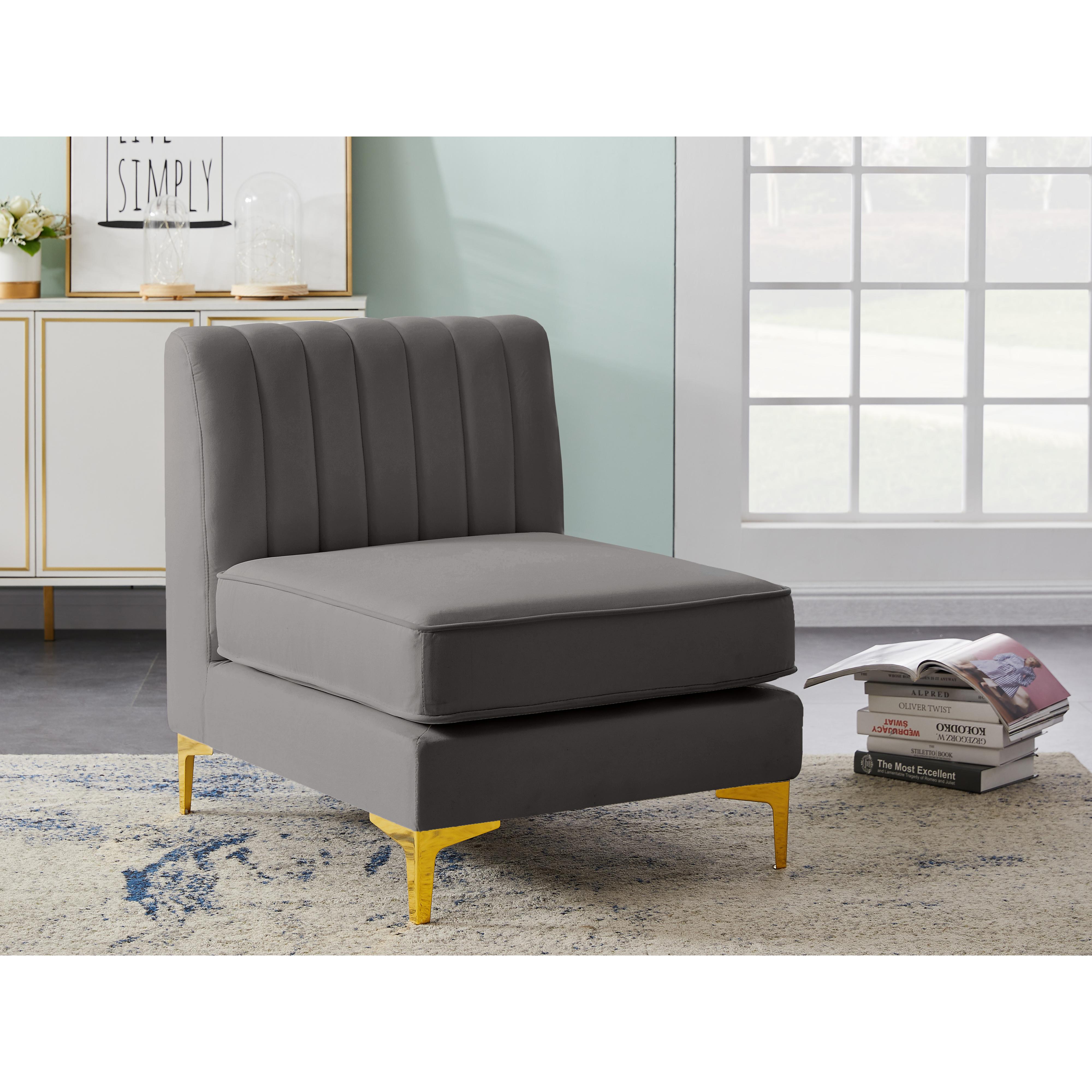 Meridian Alina Grey Velvet Armless Chair