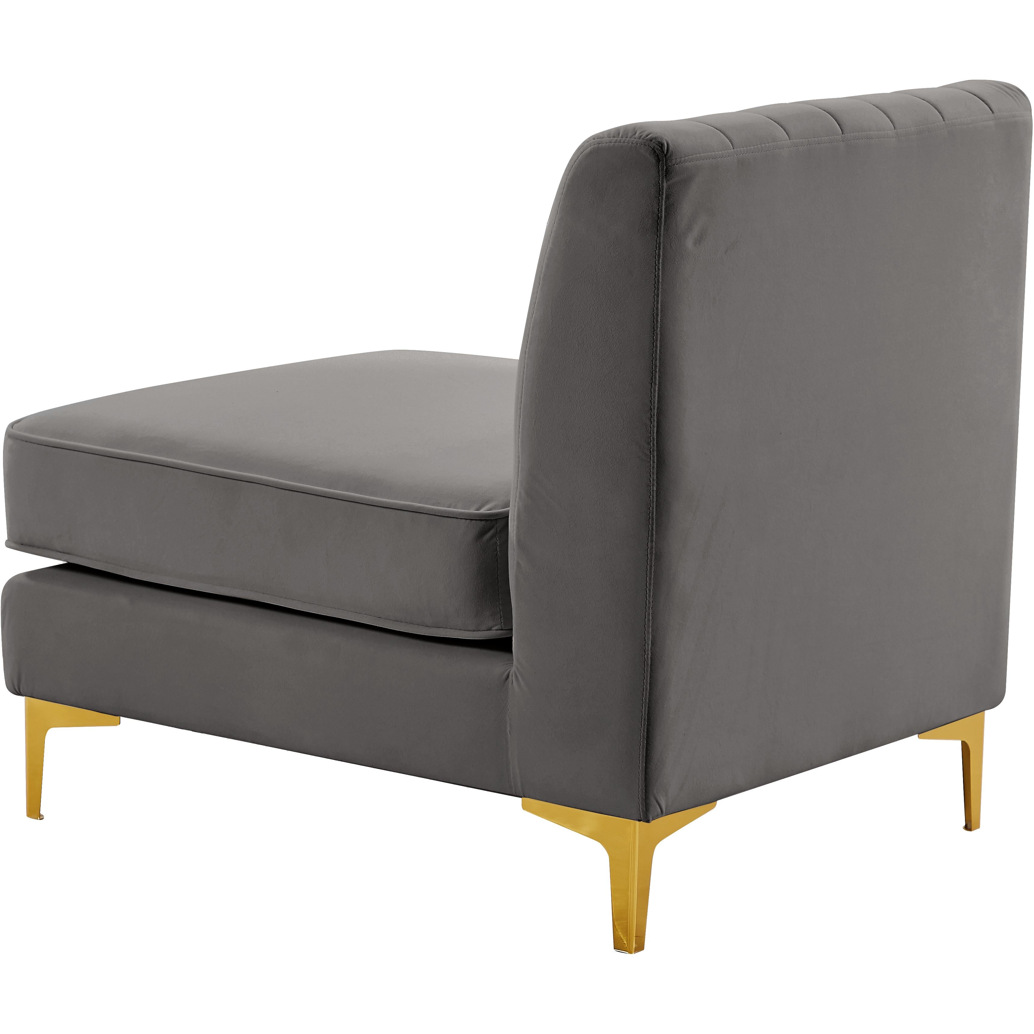 Meridian Alina Grey Velvet Armless Chair