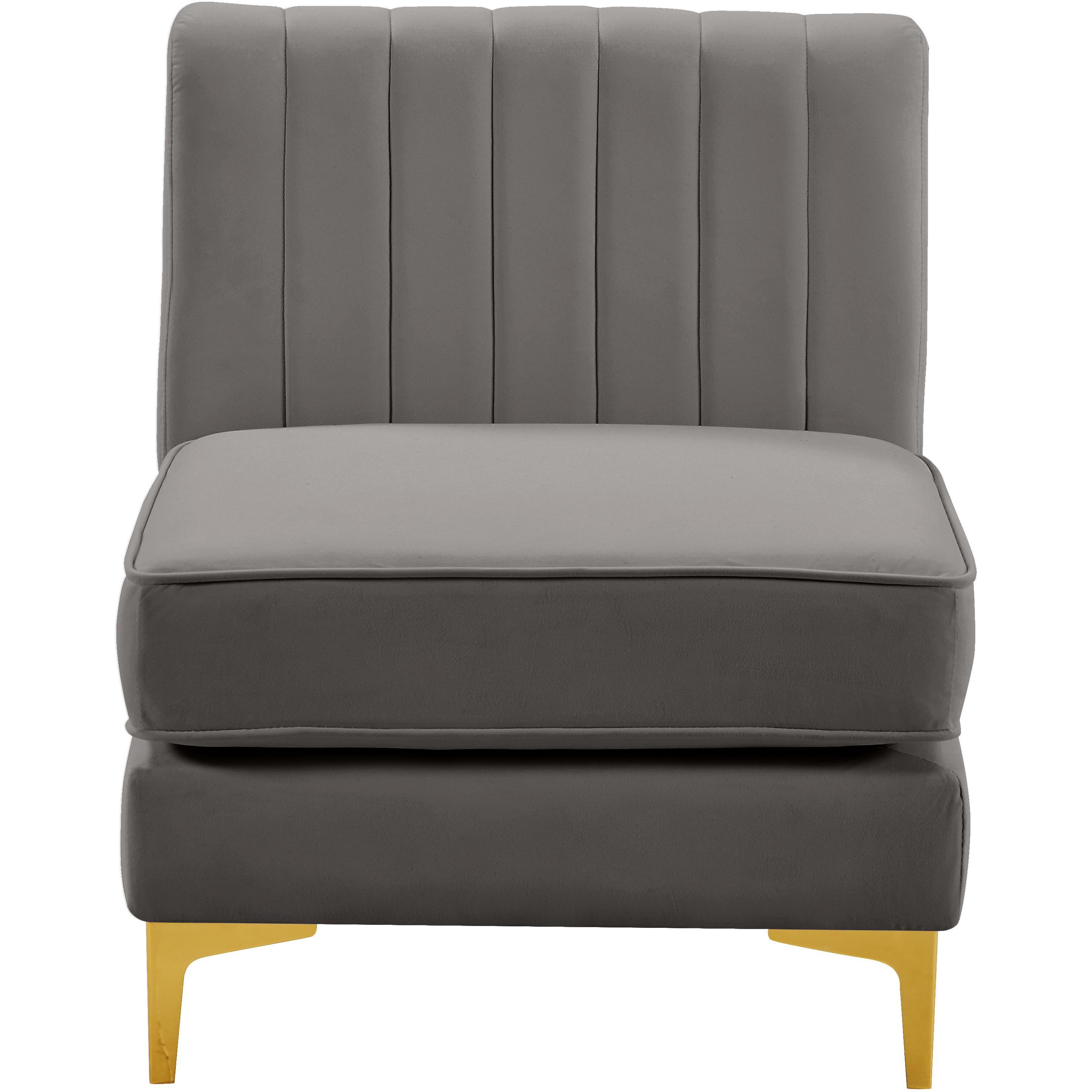 Meridian Alina Grey Velvet Armless Chair