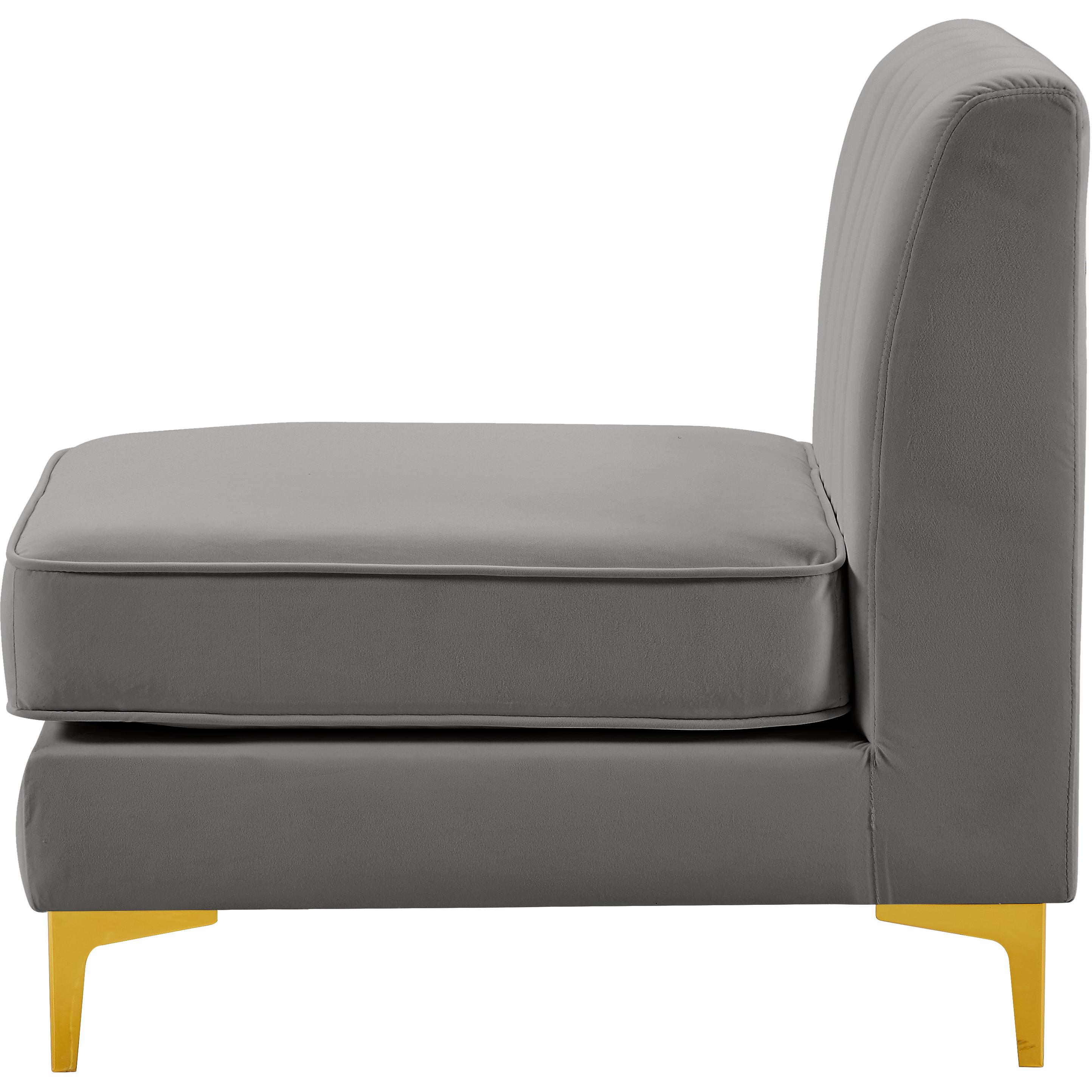 Meridian Alina Grey Velvet Armless Chair