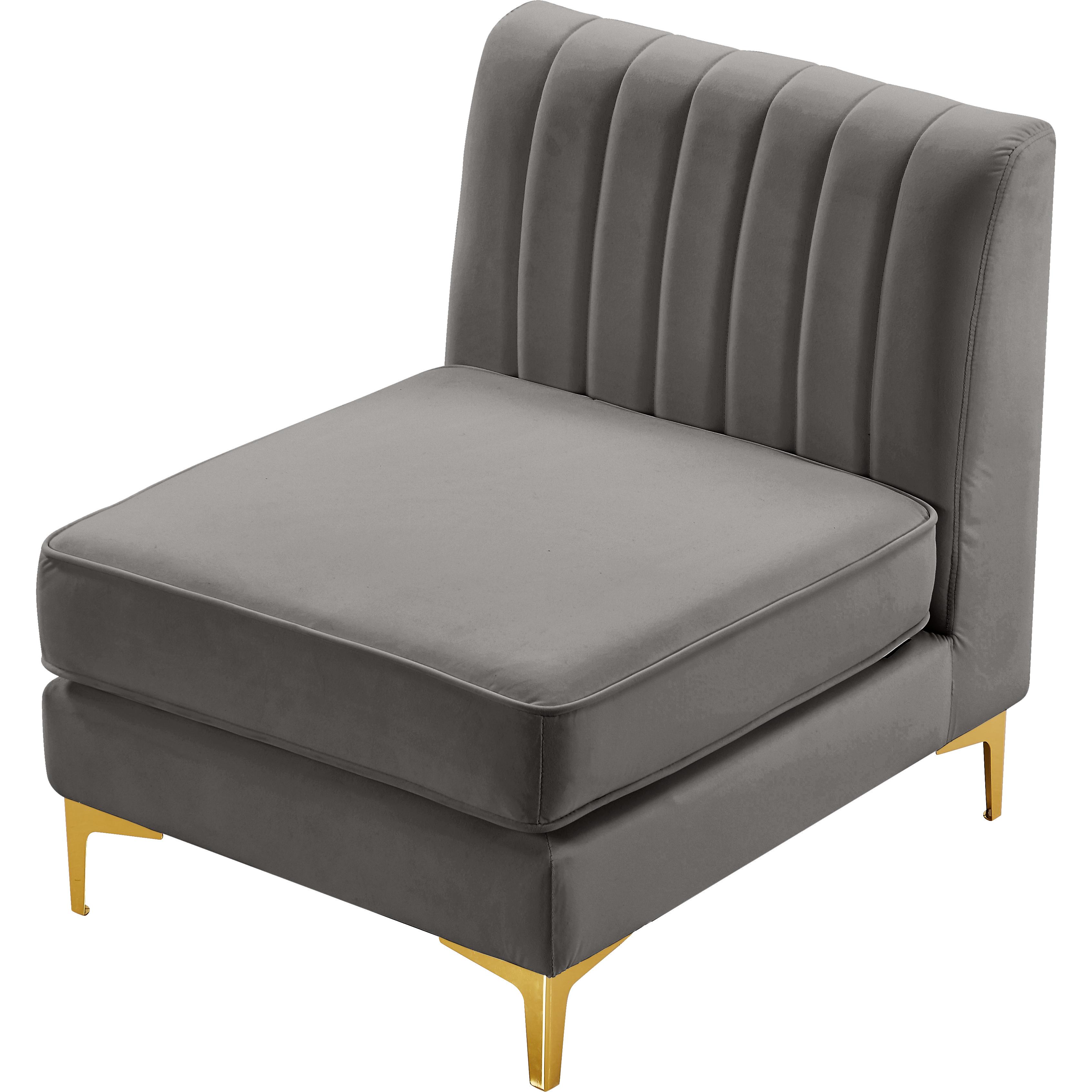 Meridian Alina Grey Velvet Armless Chair