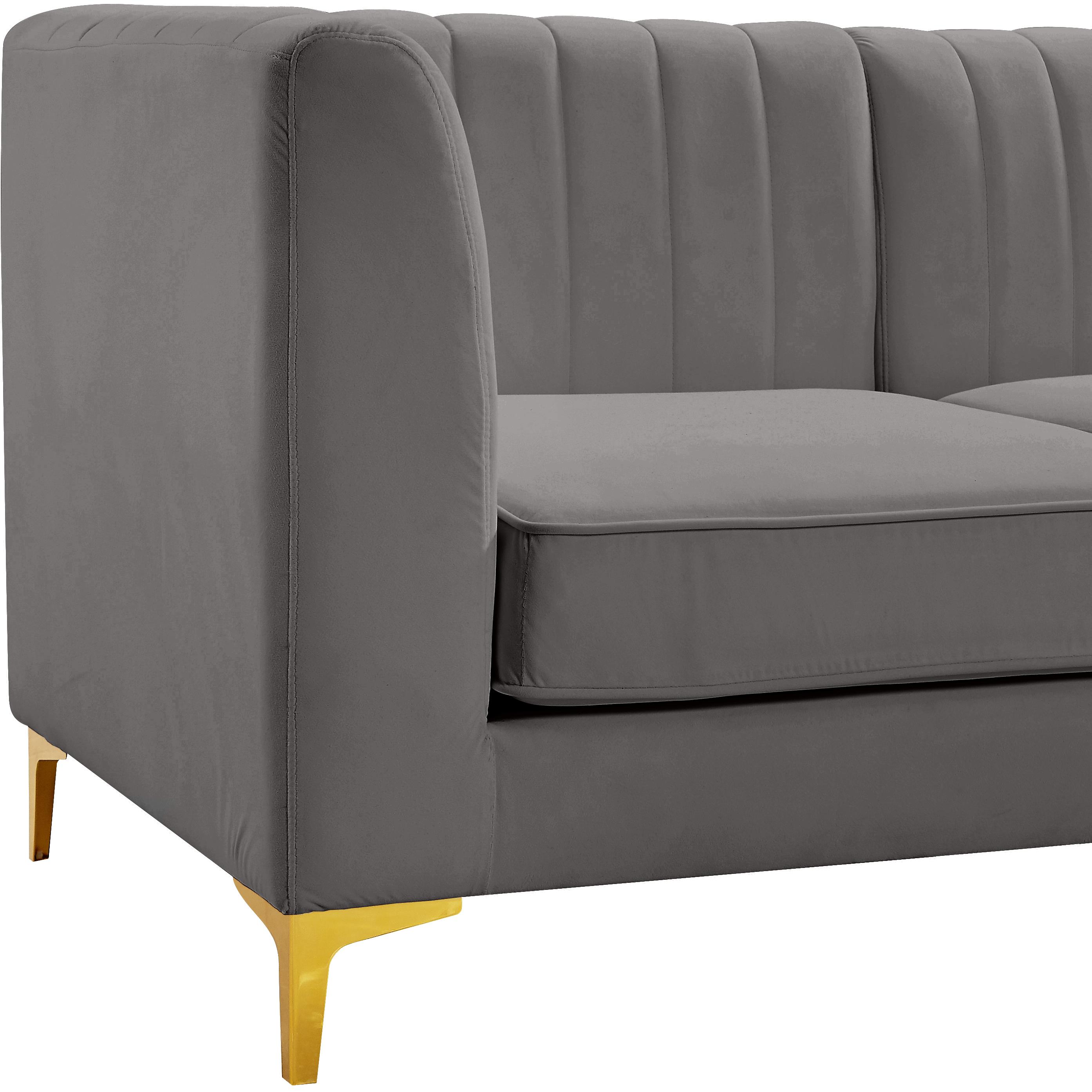 Meridian Alina Grey Velvet Corner Chair