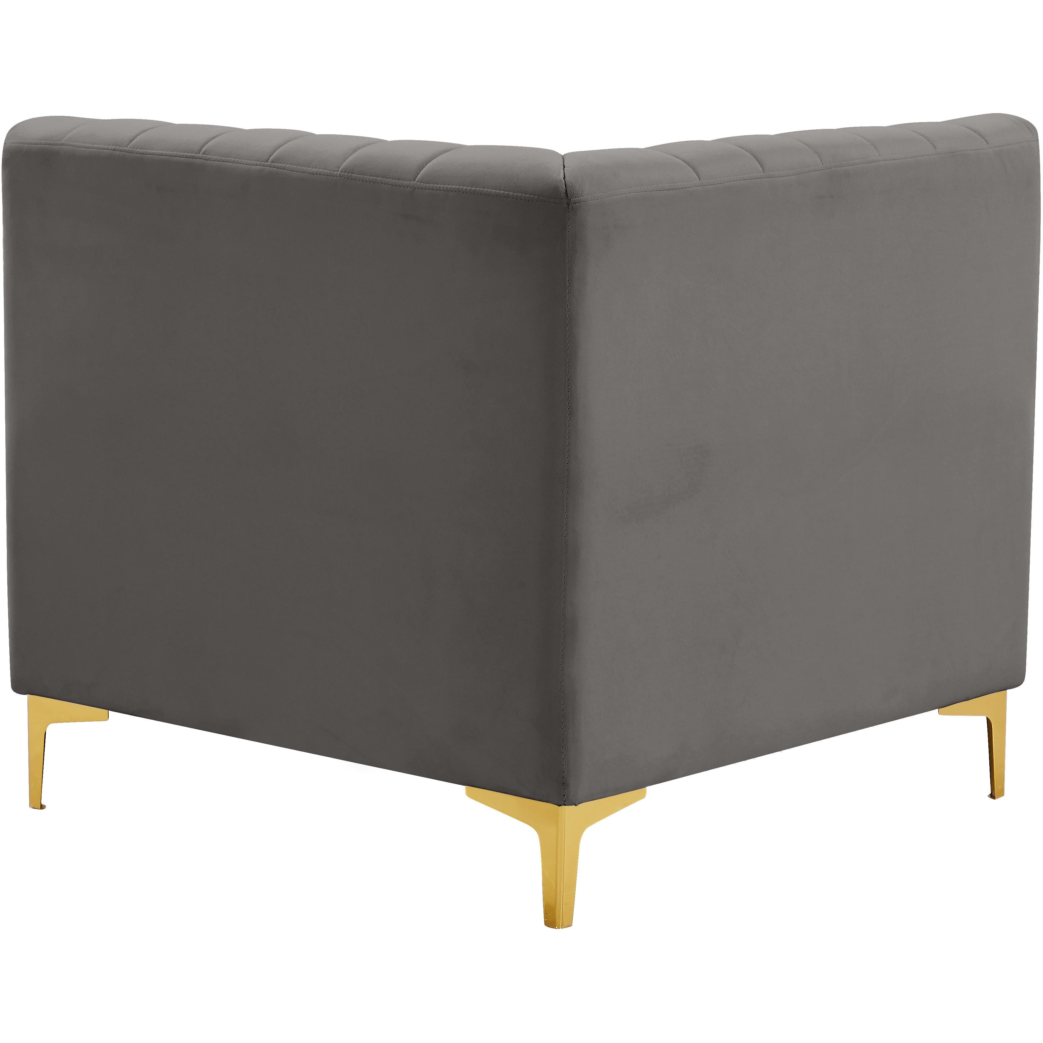 Meridian Alina Grey Velvet Corner Chair