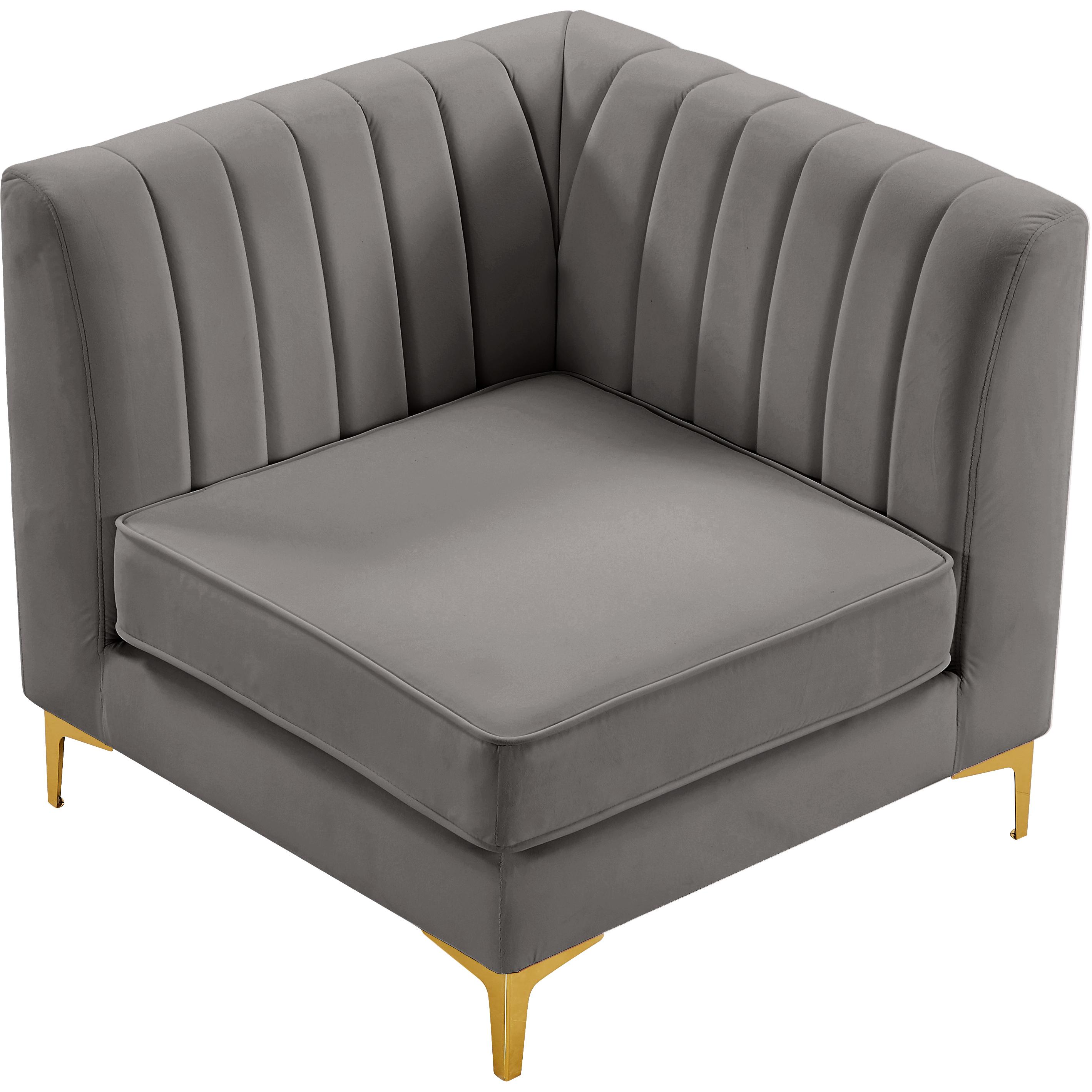 Meridian Alina Grey Velvet Corner Chair