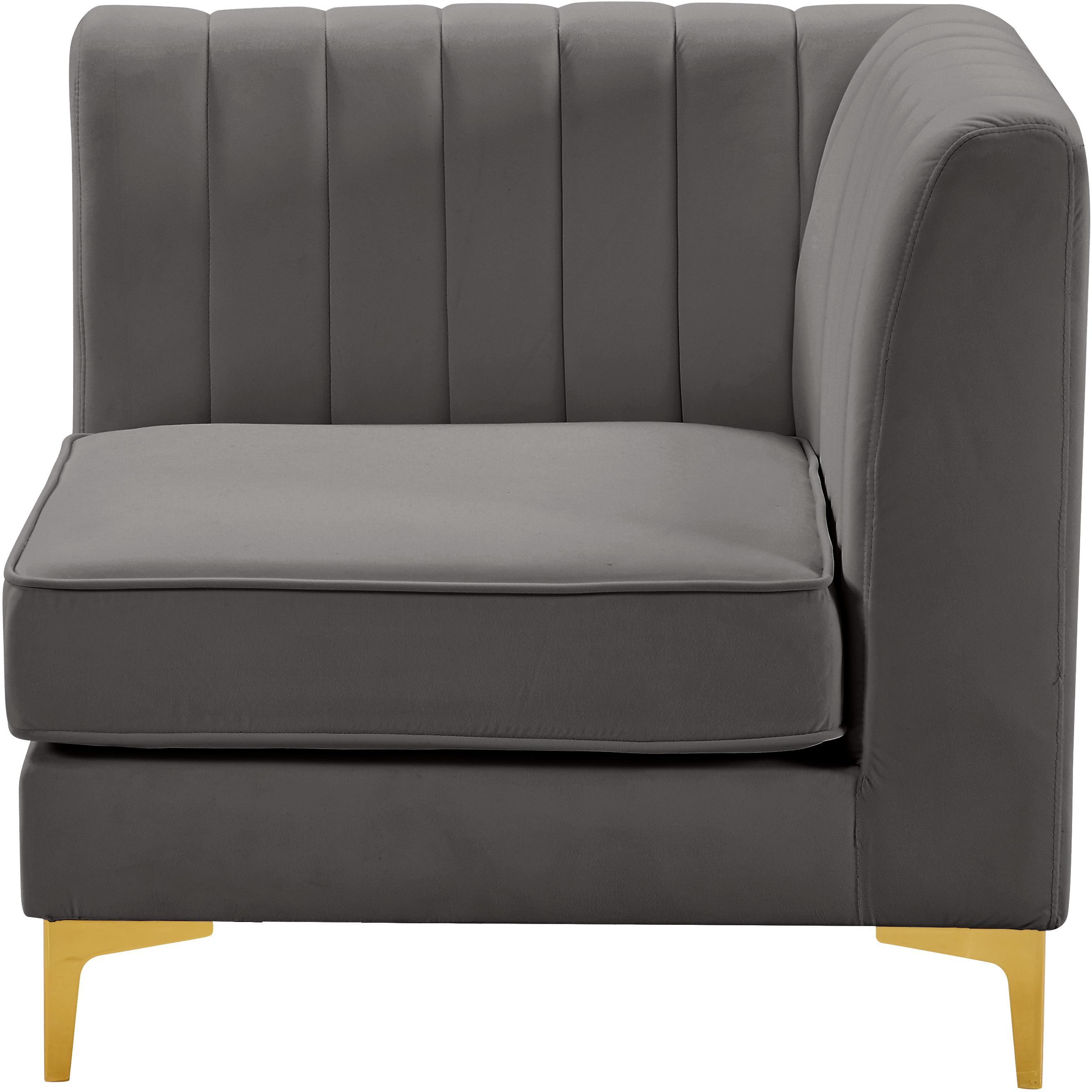 Meridian Alina Grey Velvet Corner Chair