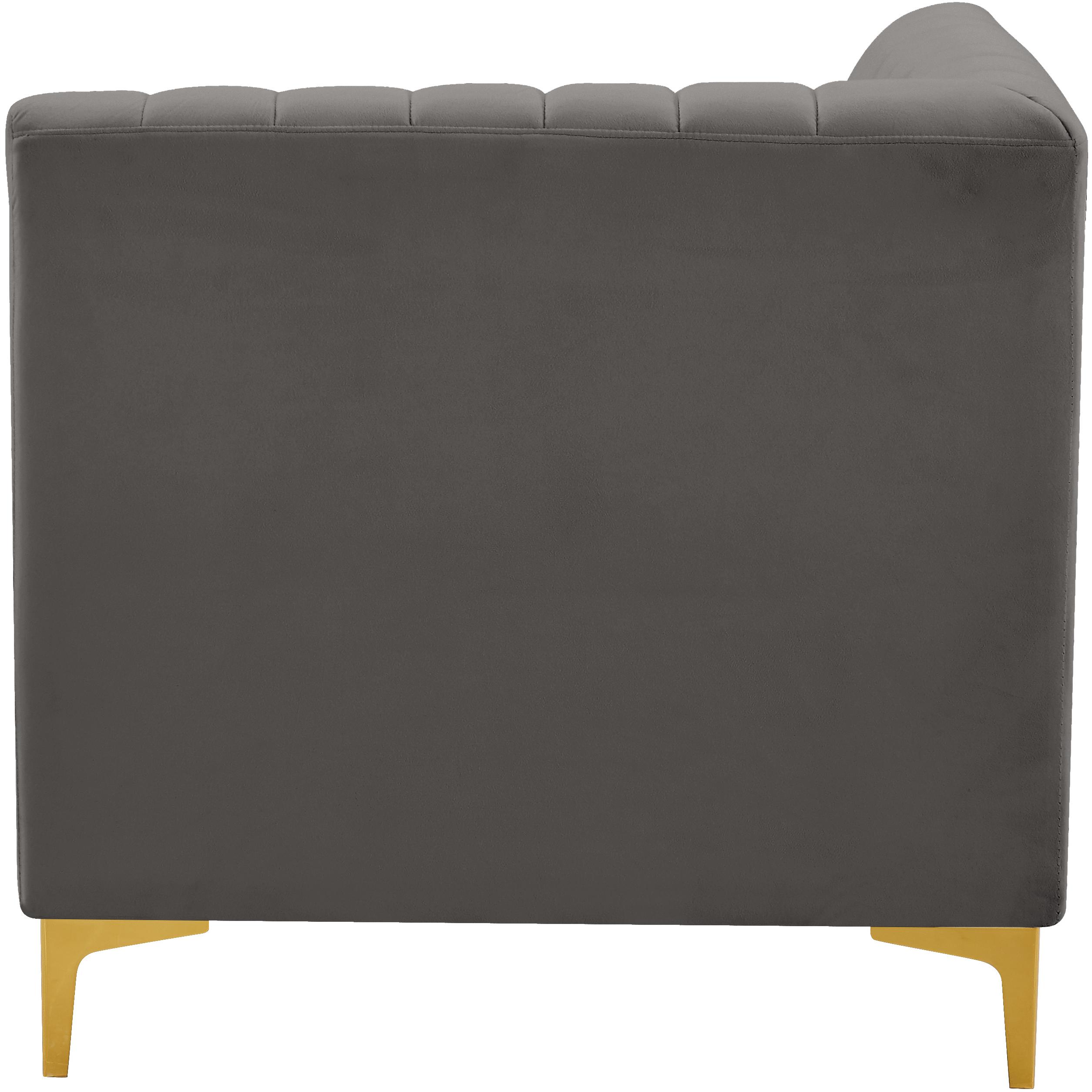 Meridian Alina Grey Velvet Corner Chair