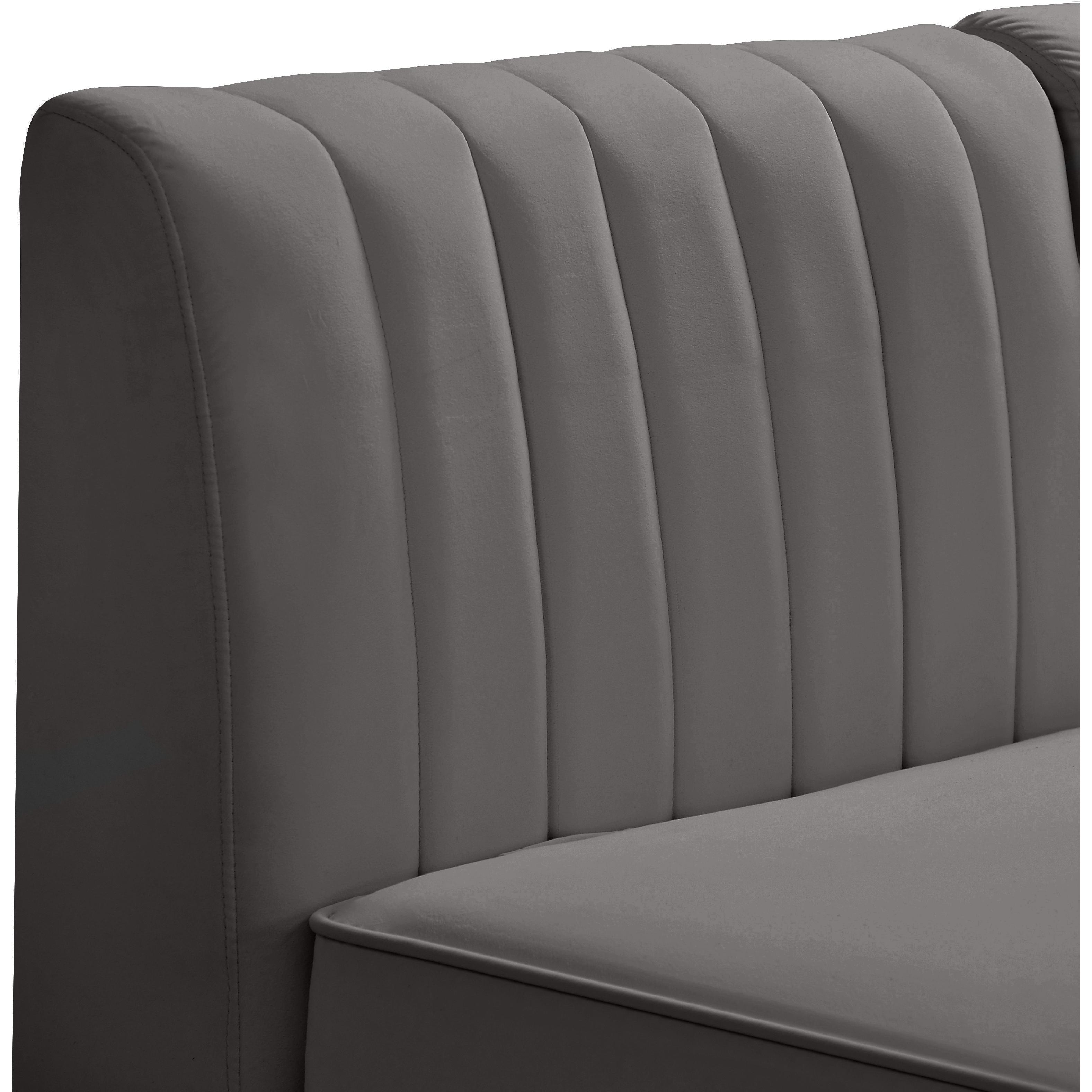 Meridian Alina Grey Velvet Corner Chair