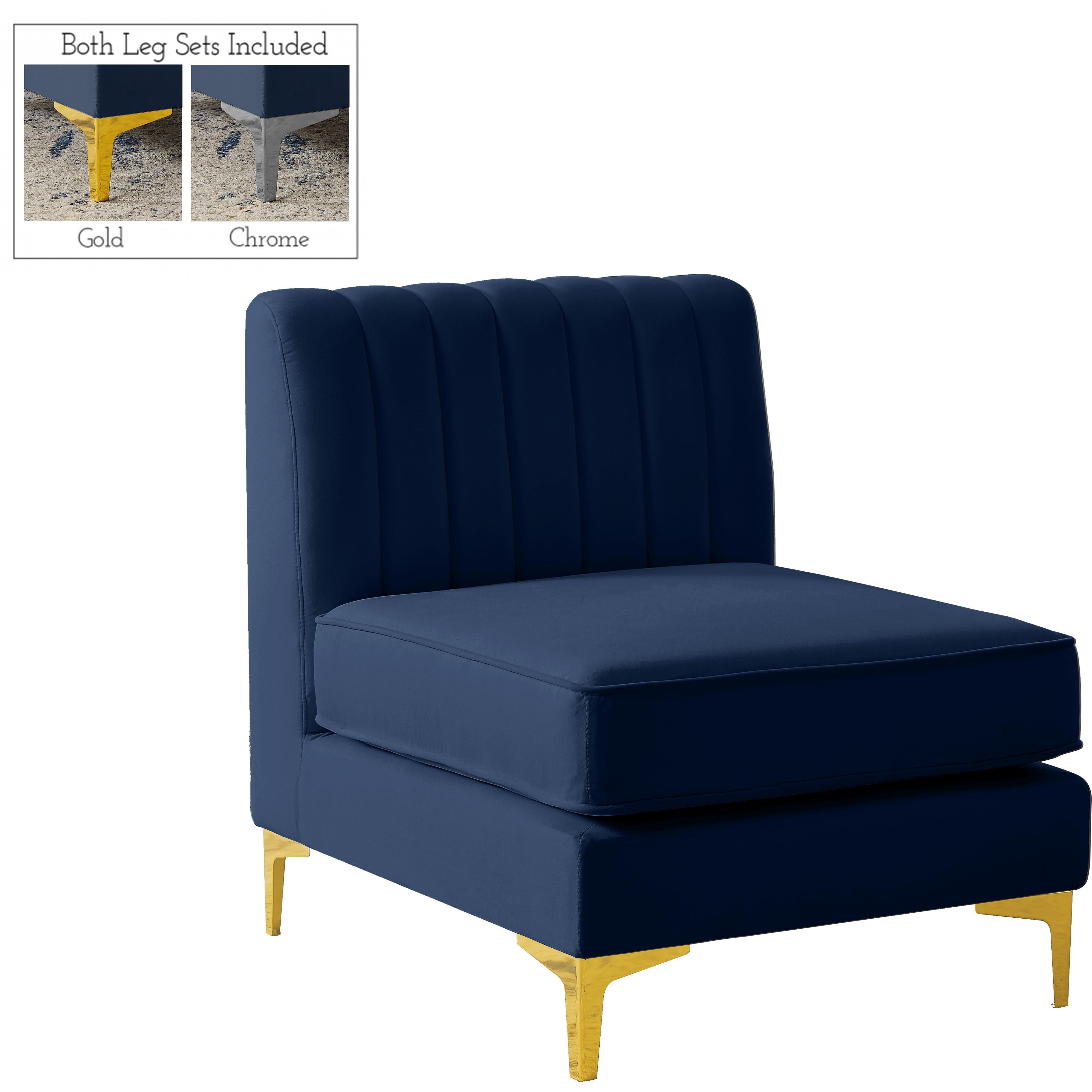 Meridian Alina Navy Velvet Armless Chair