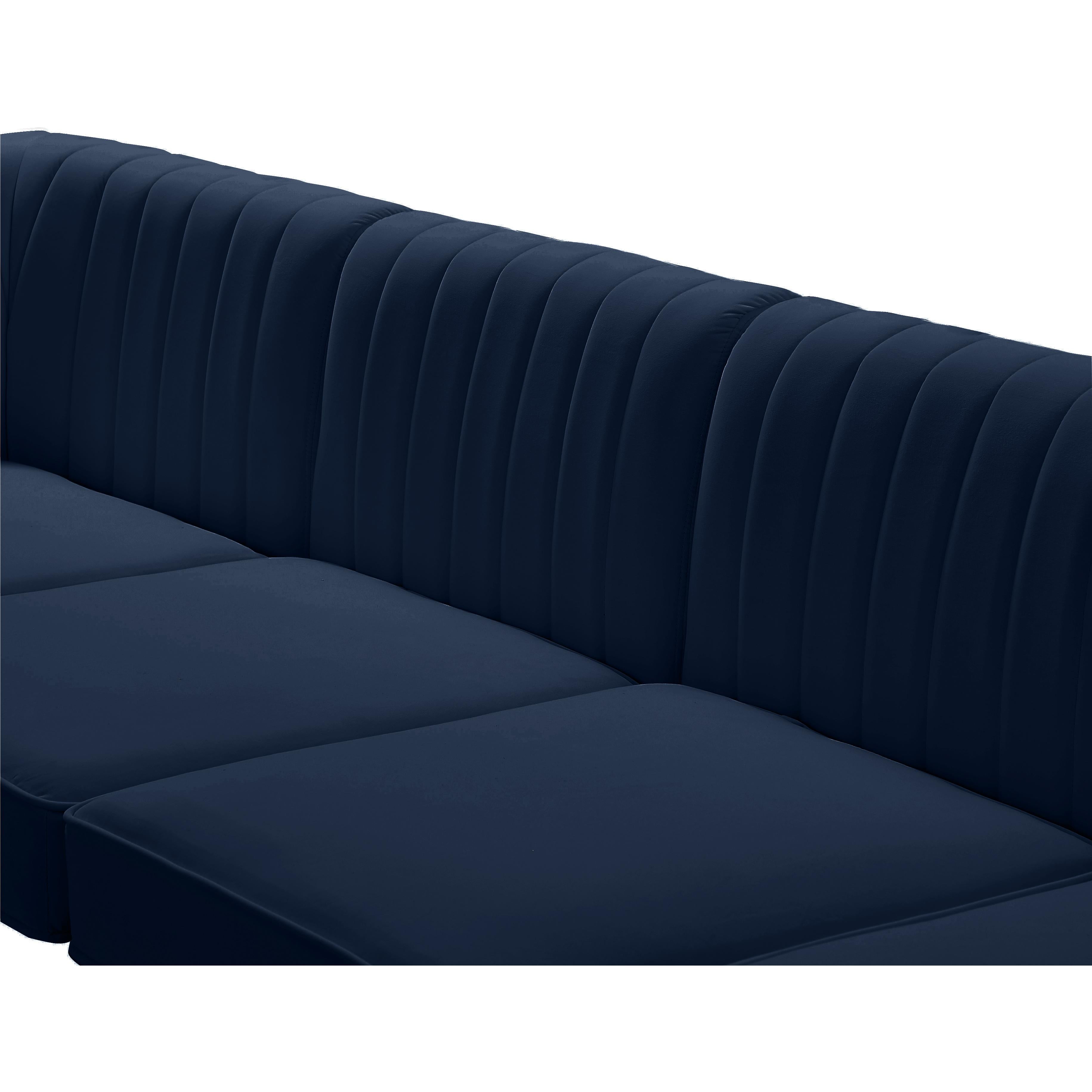 Meridian Alina Navy Velvet Armless Chair