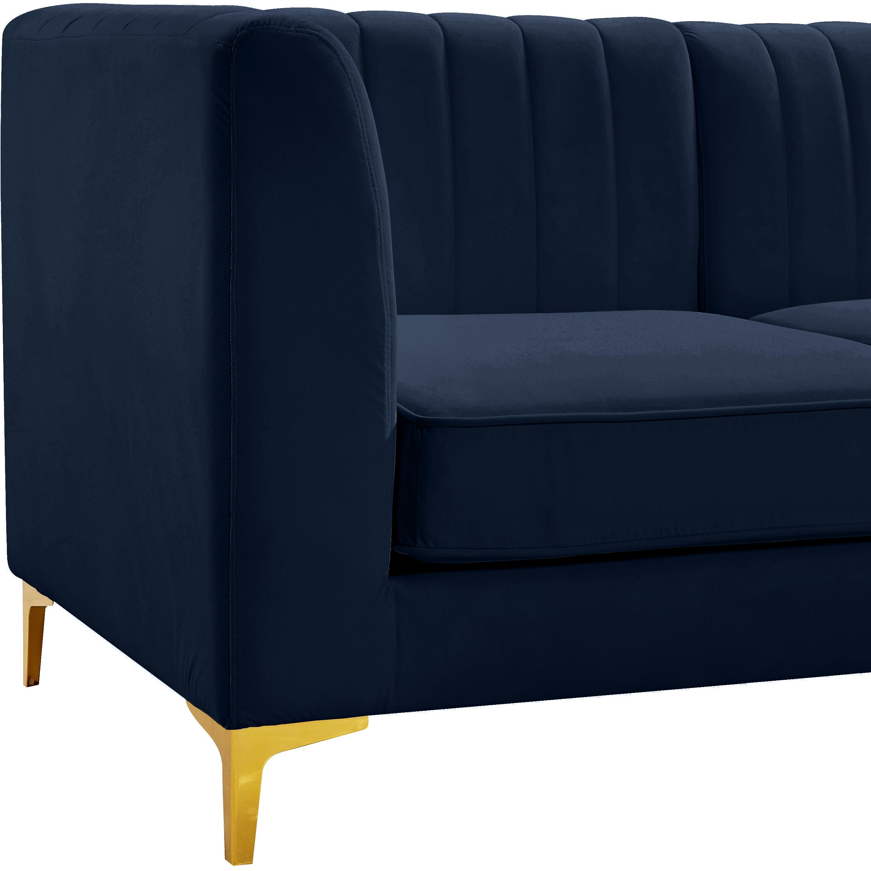 Meridian Alina Navy Velvet Armless Chair