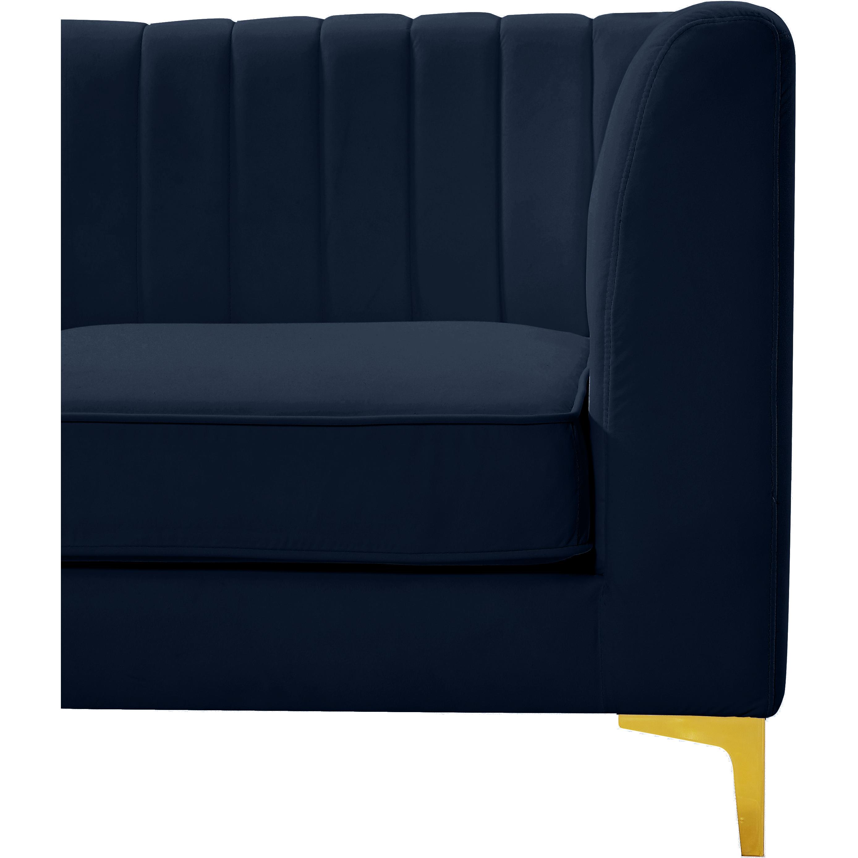 Meridian Alina Navy Velvet Armless Chair