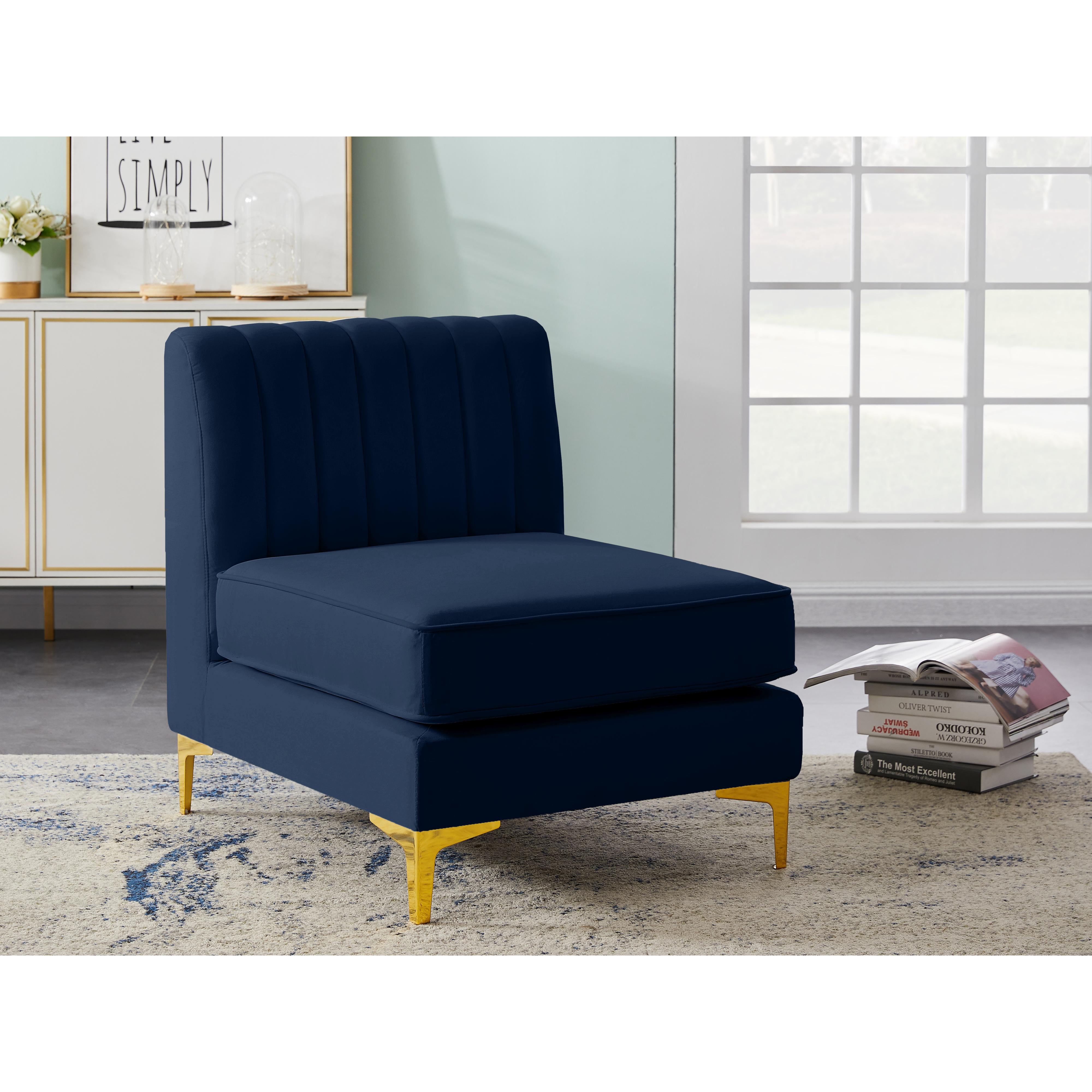 Meridian Alina Navy Velvet Armless Chair