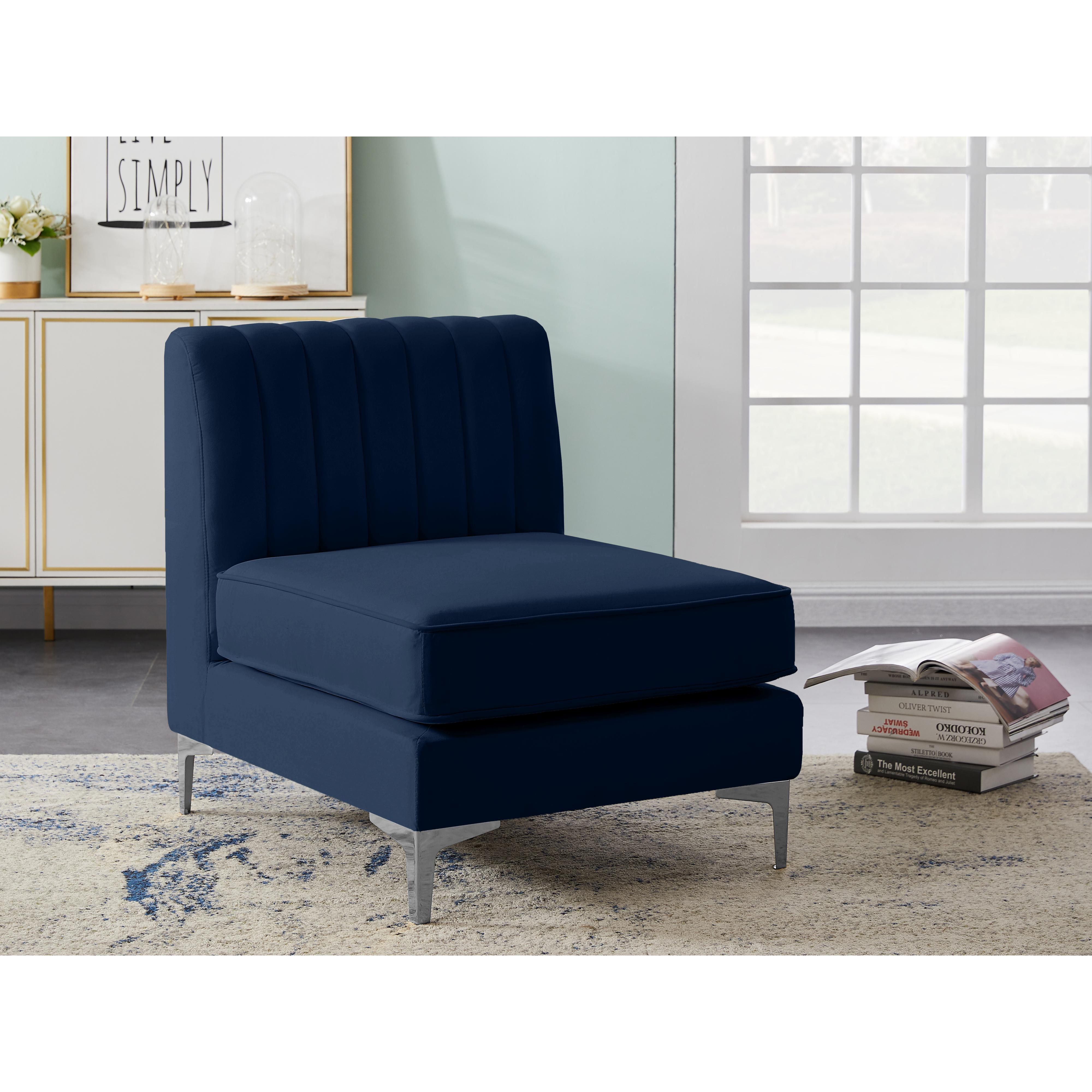 Meridian Alina Navy Velvet Armless Chair