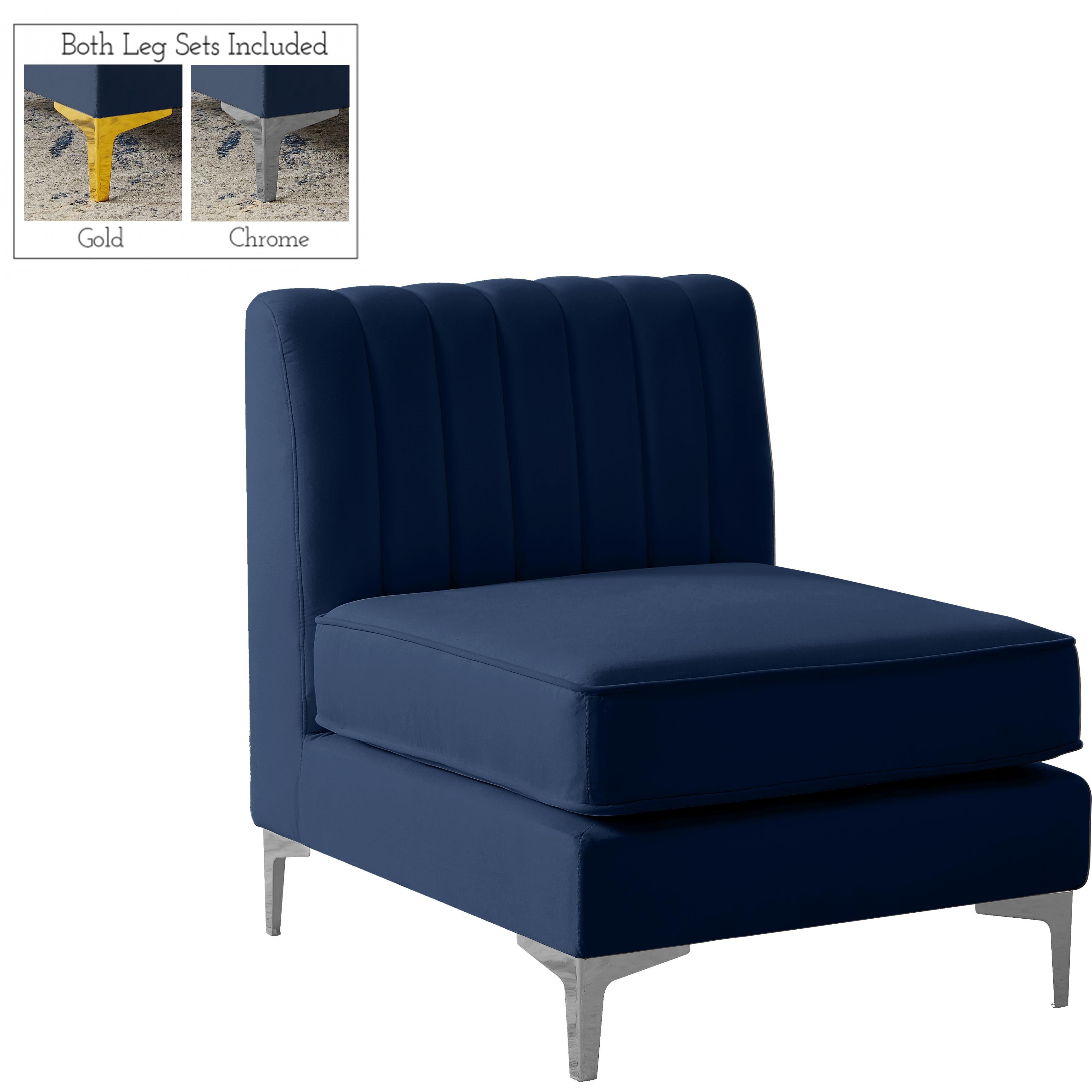 Meridian Alina Navy Velvet Armless Chair