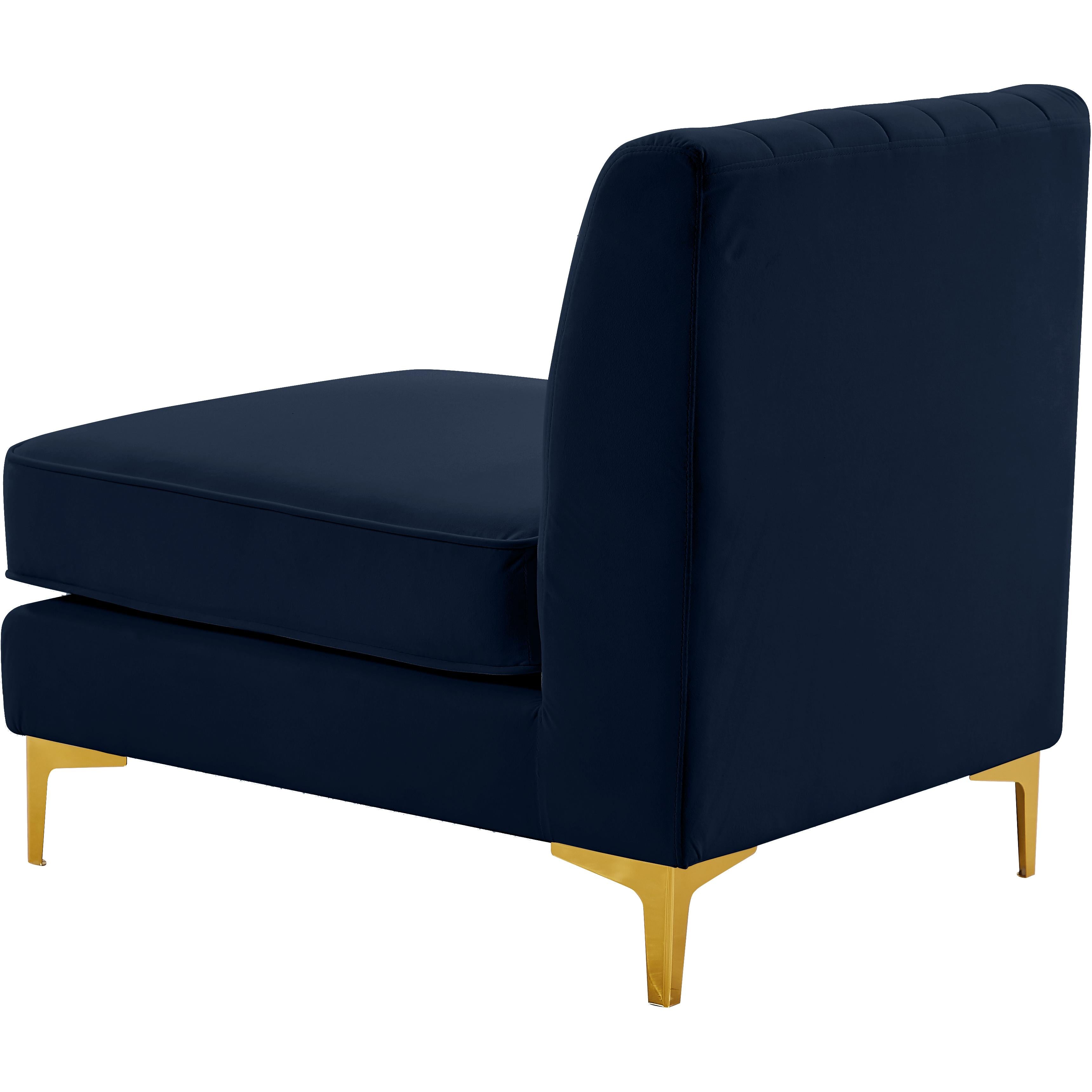 Meridian Alina Navy Velvet Armless Chair