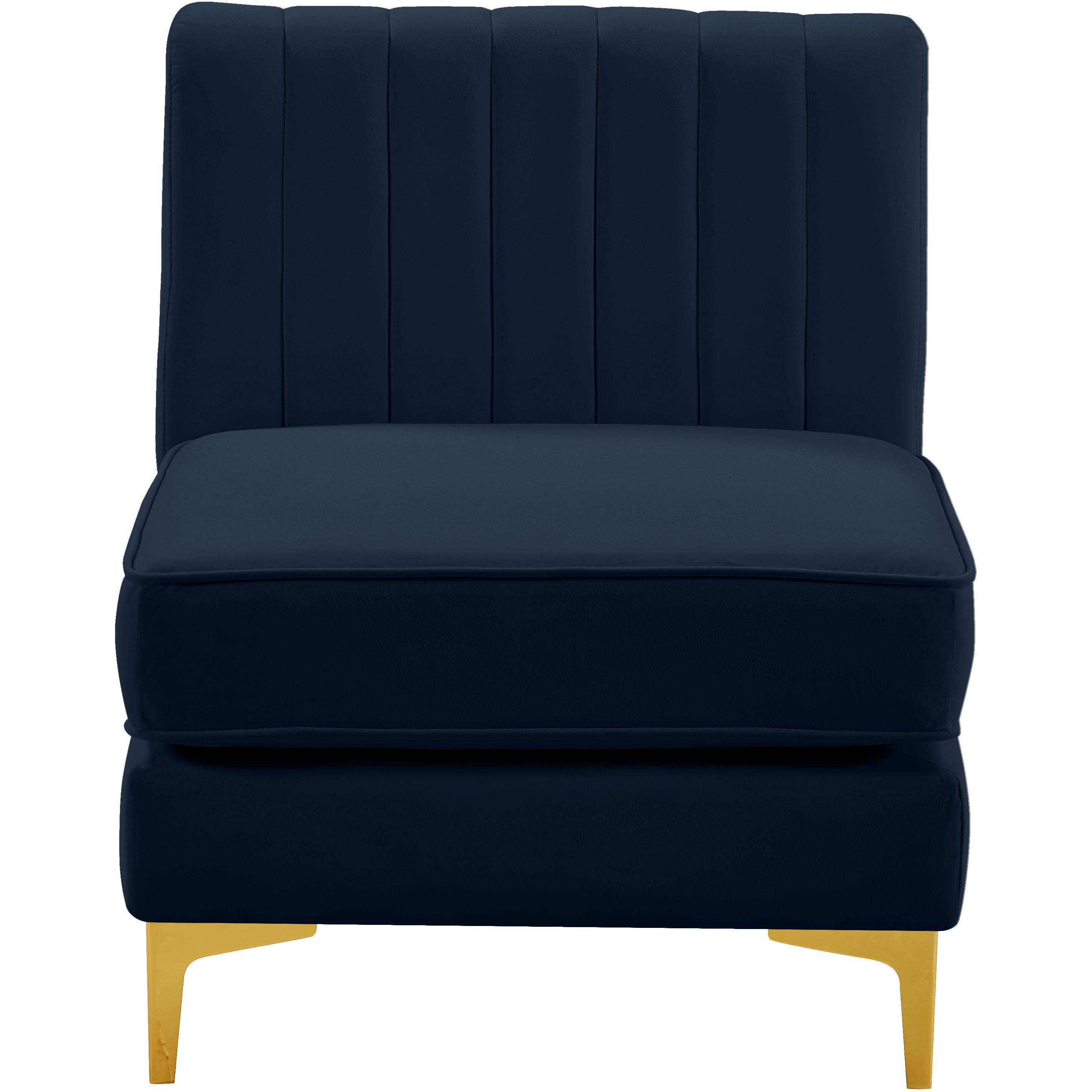 Meridian Alina Navy Velvet Armless Chair