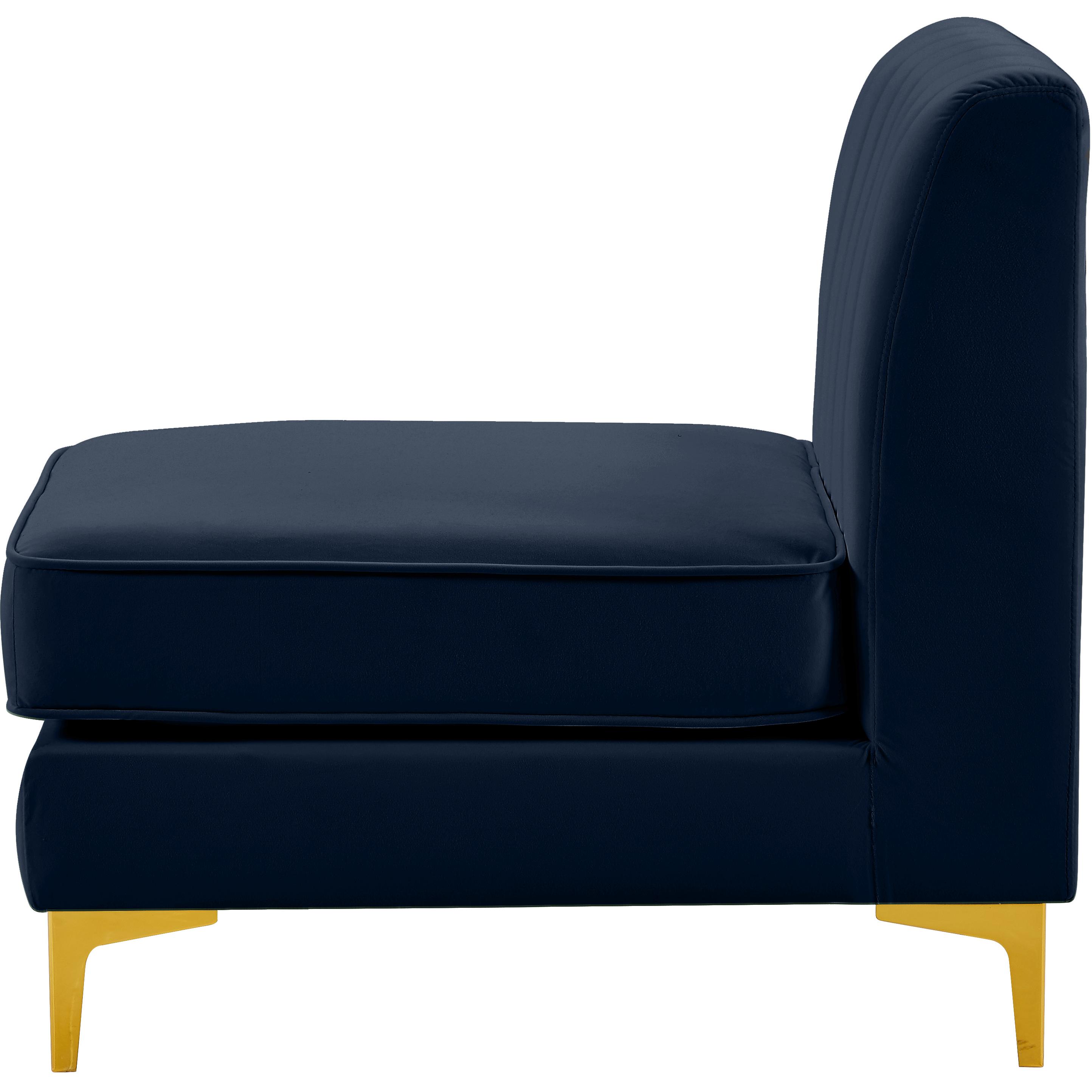 Meridian Alina Navy Velvet Armless Chair