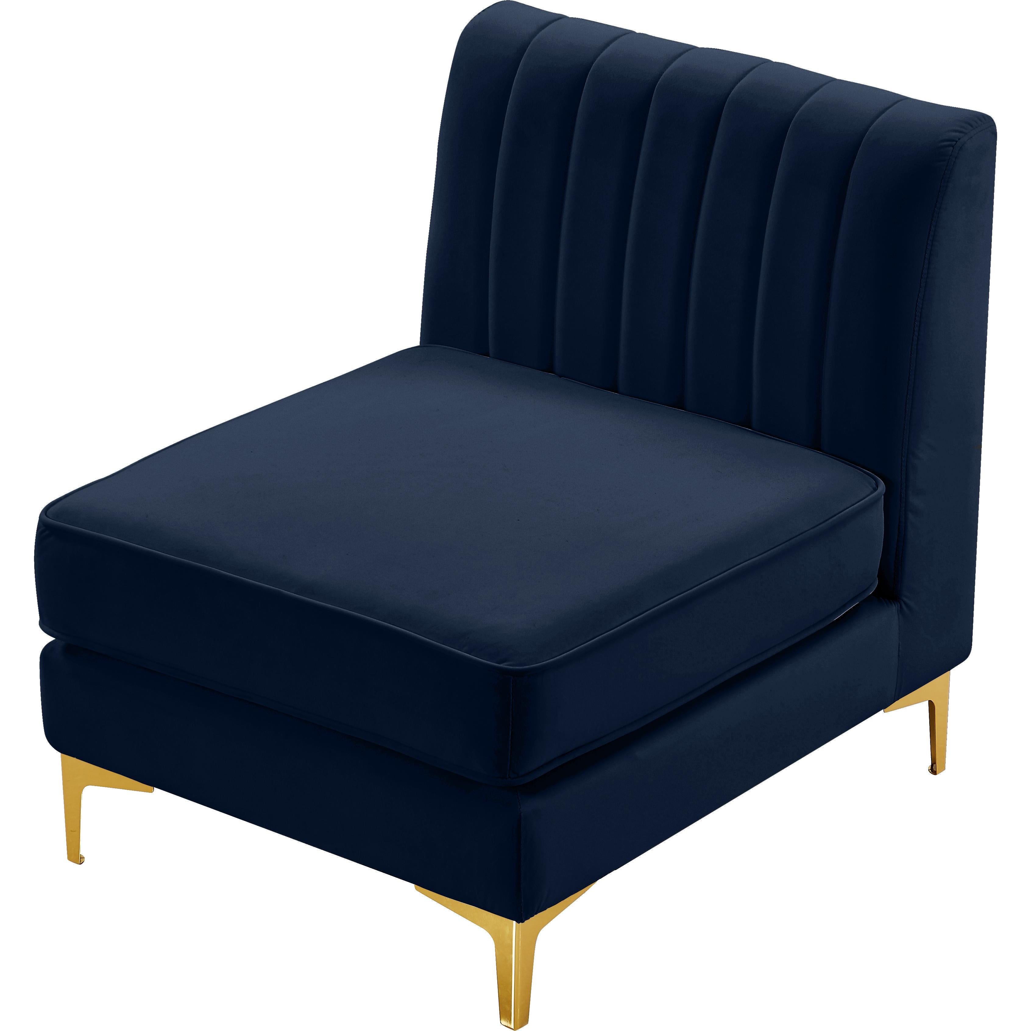 Meridian Alina Navy Velvet Armless Chair