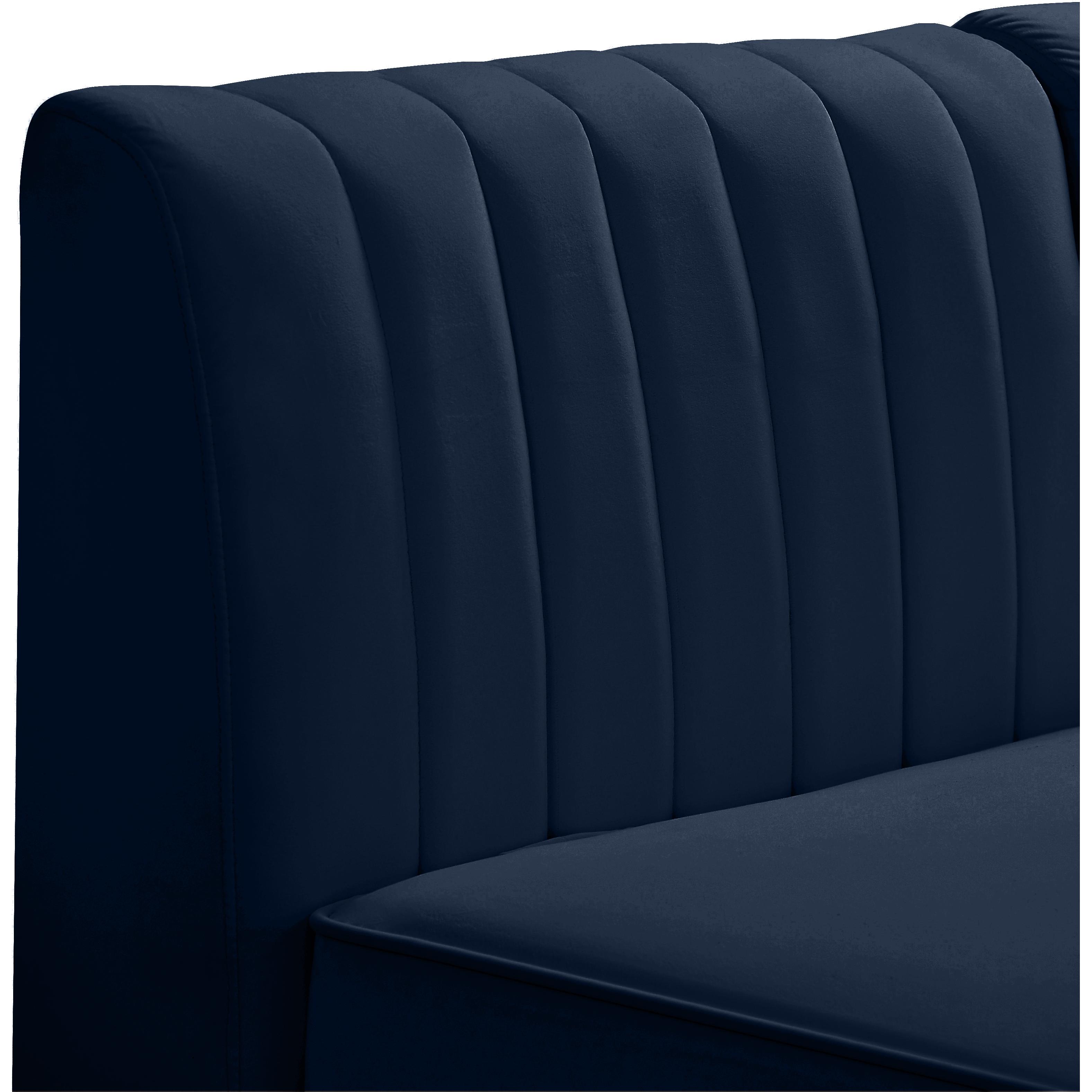 Meridian Alina Navy Velvet Armless Chair