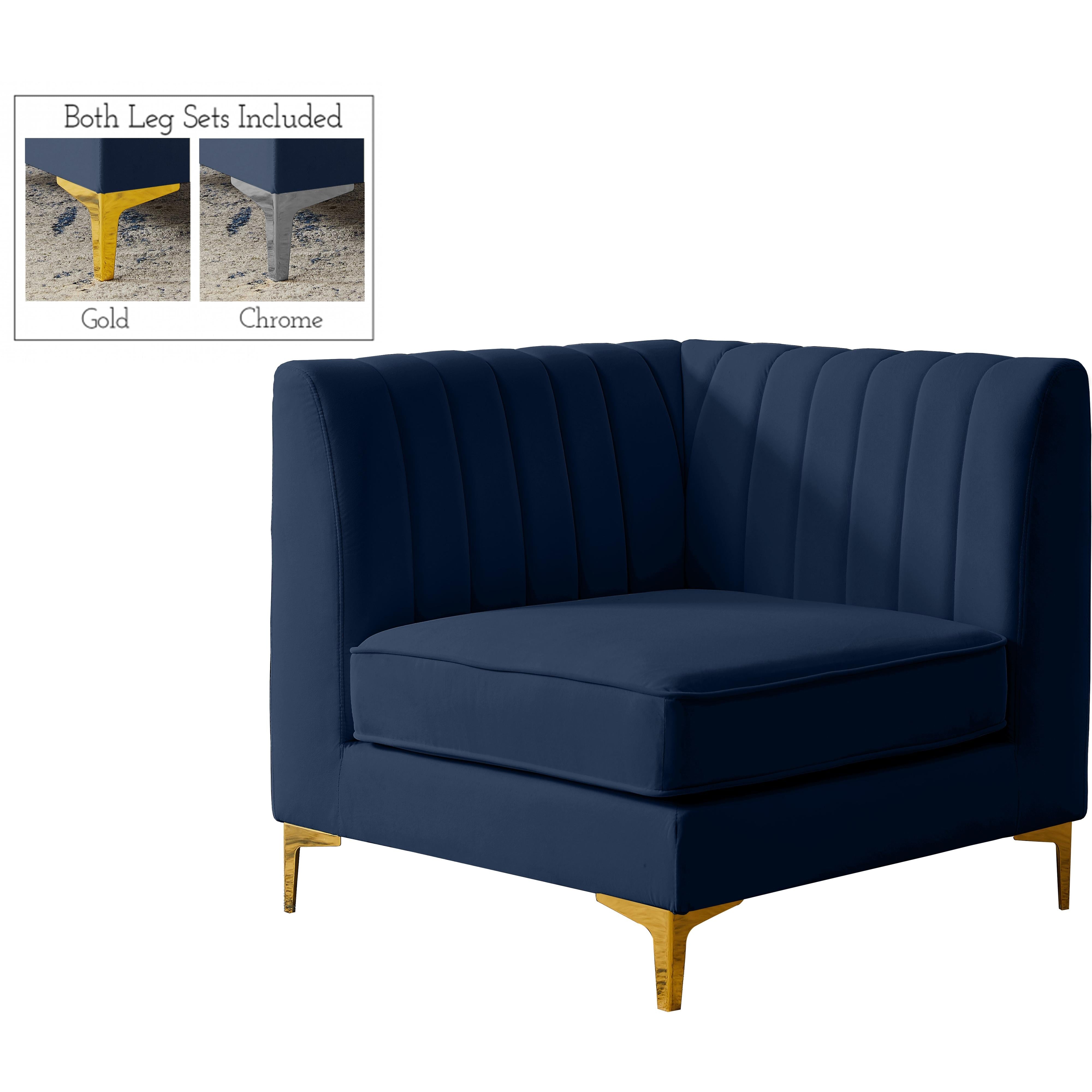 Meridian Alina Navy Velvet Corner Chair