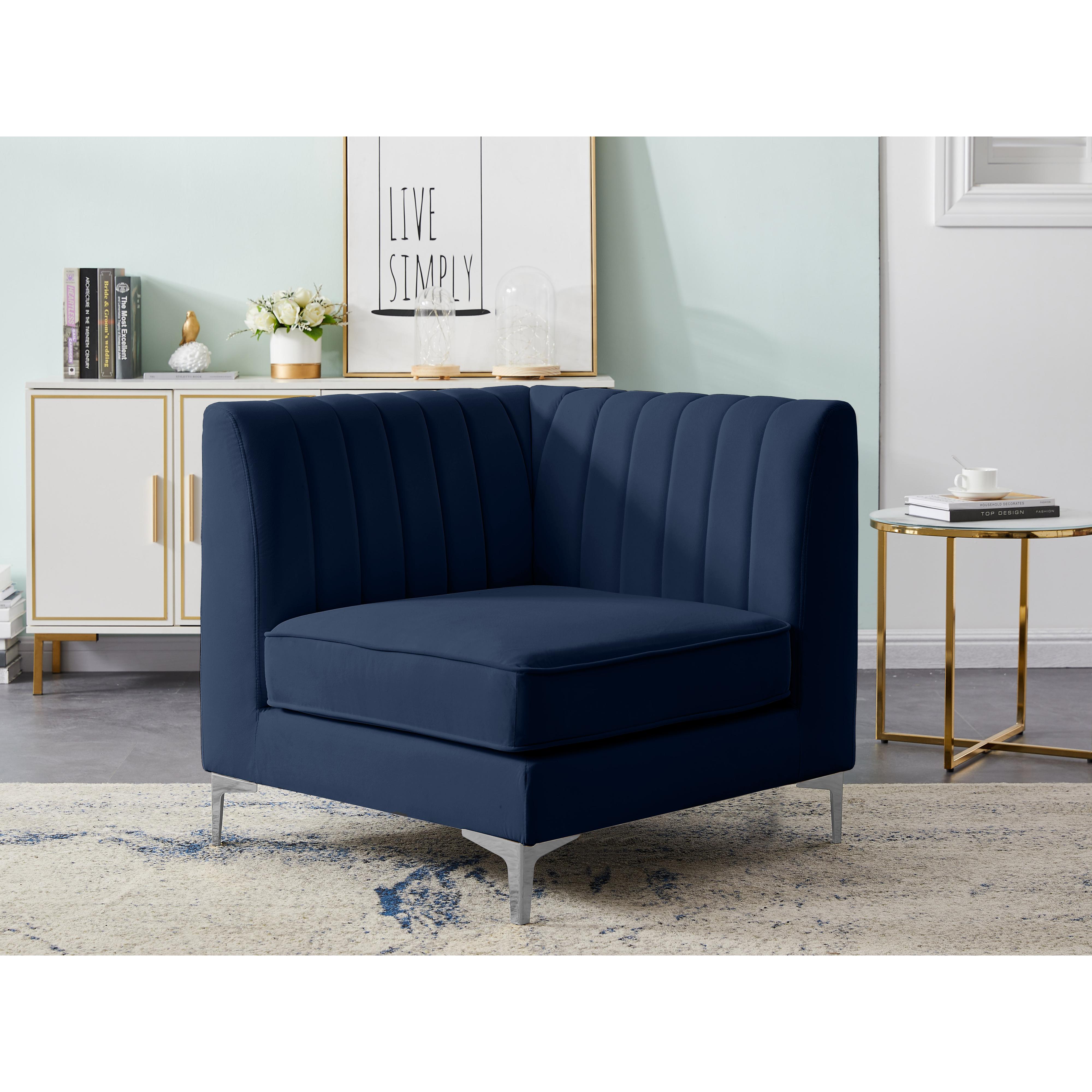 Meridian Alina Navy Velvet Corner Chair