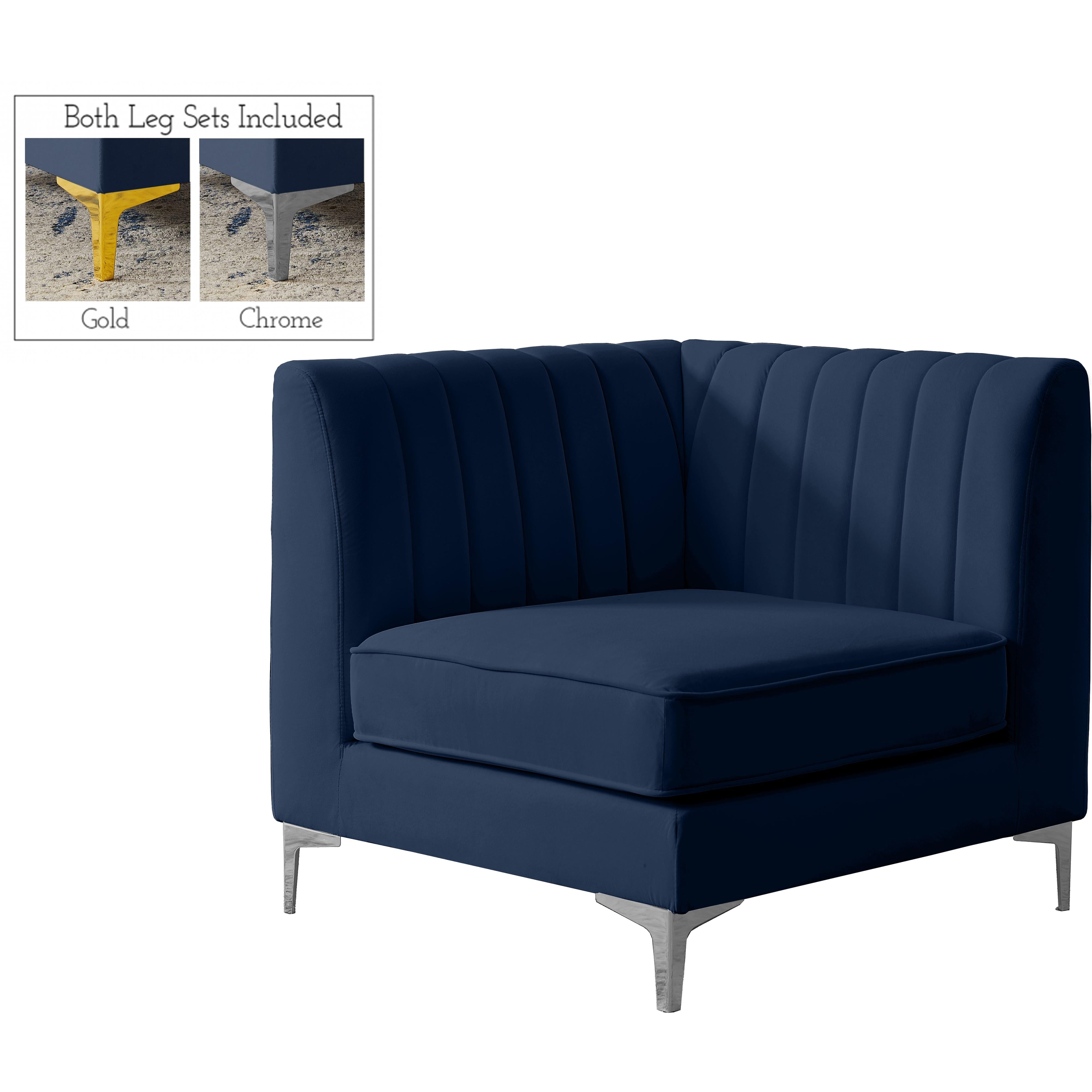 Meridian Alina Navy Velvet Corner Chair