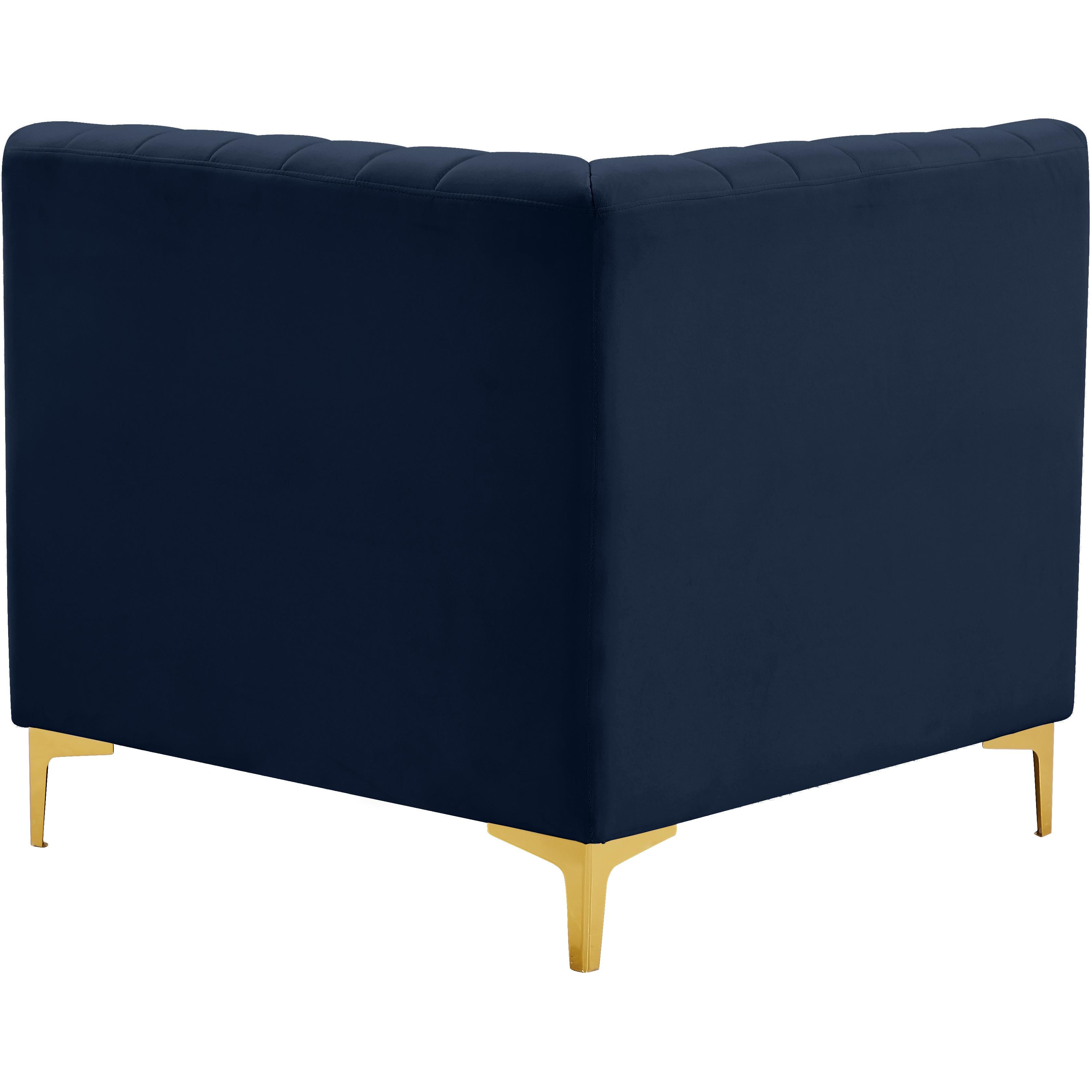 Meridian Alina Navy Velvet Corner Chair