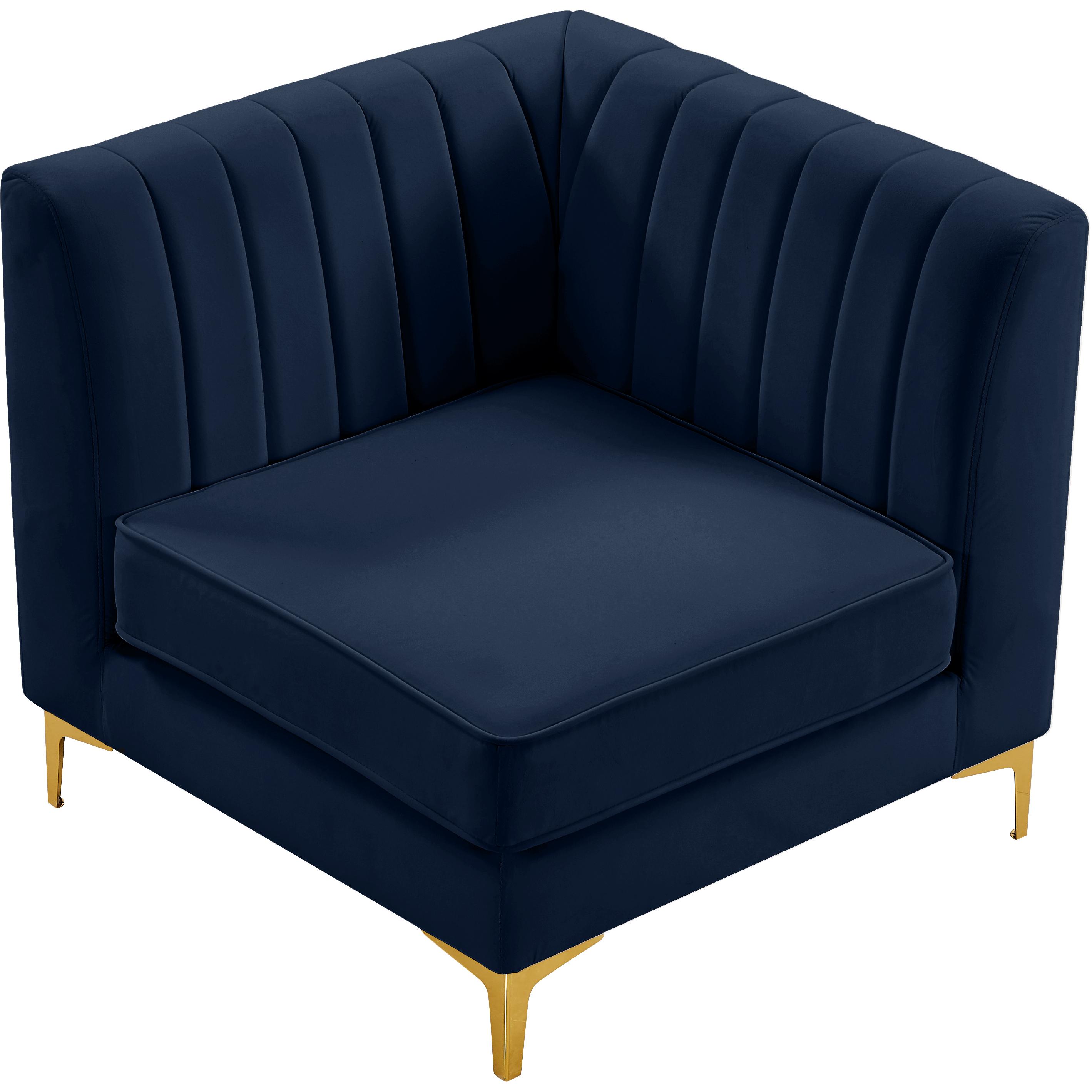 Meridian Alina Navy Velvet Corner Chair