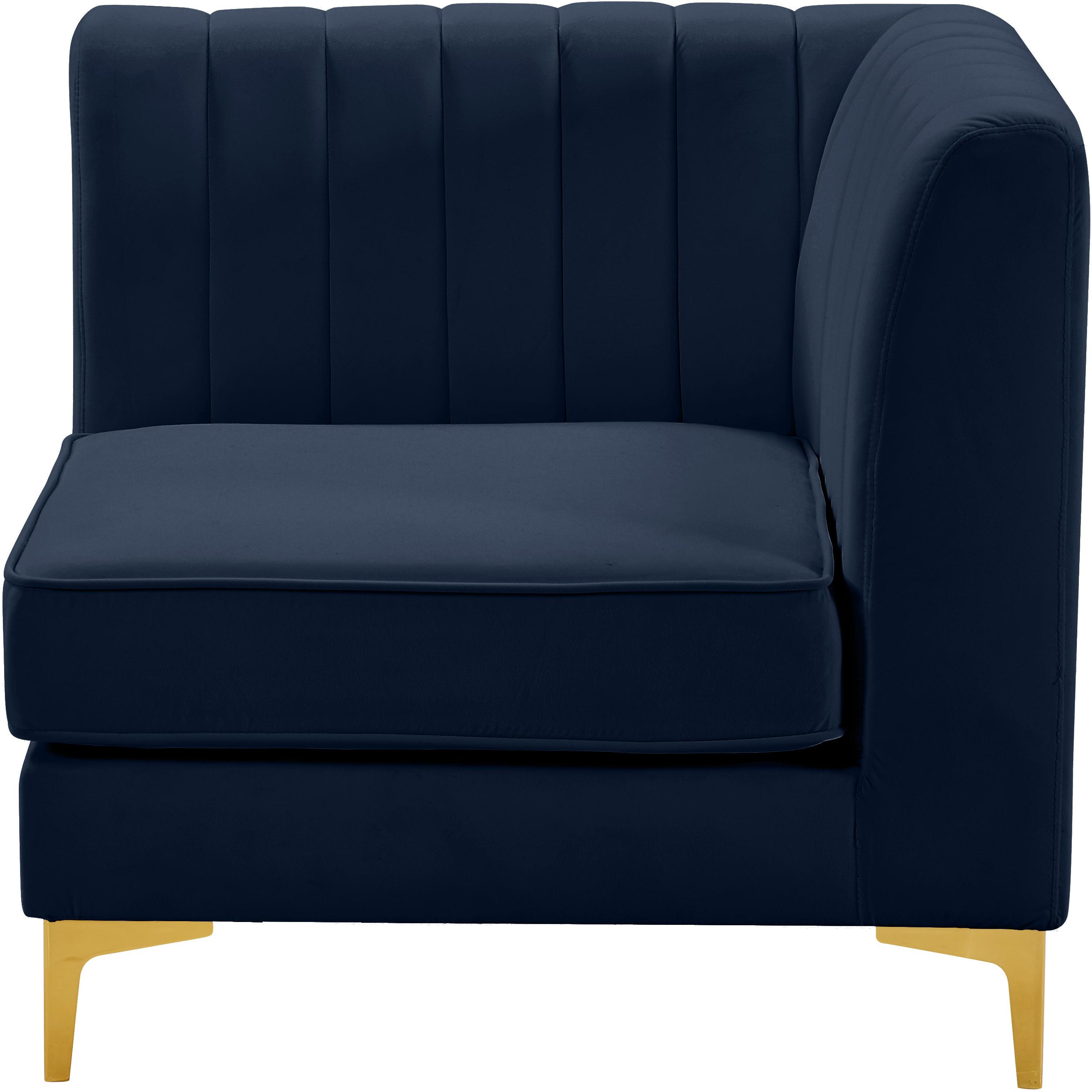 Meridian Alina Navy Velvet Corner Chair