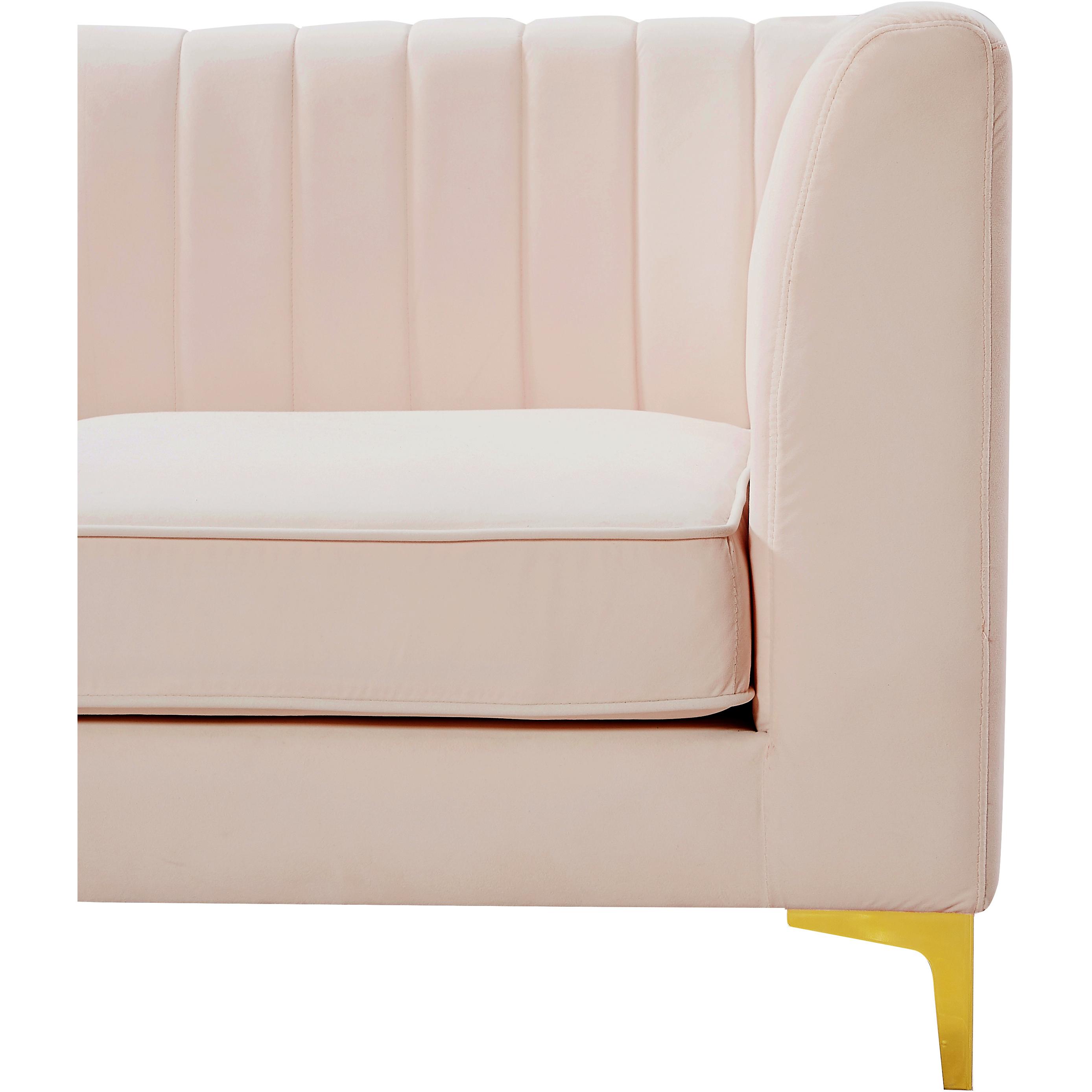 Meridian Alina Pink Velvet Armless Chair