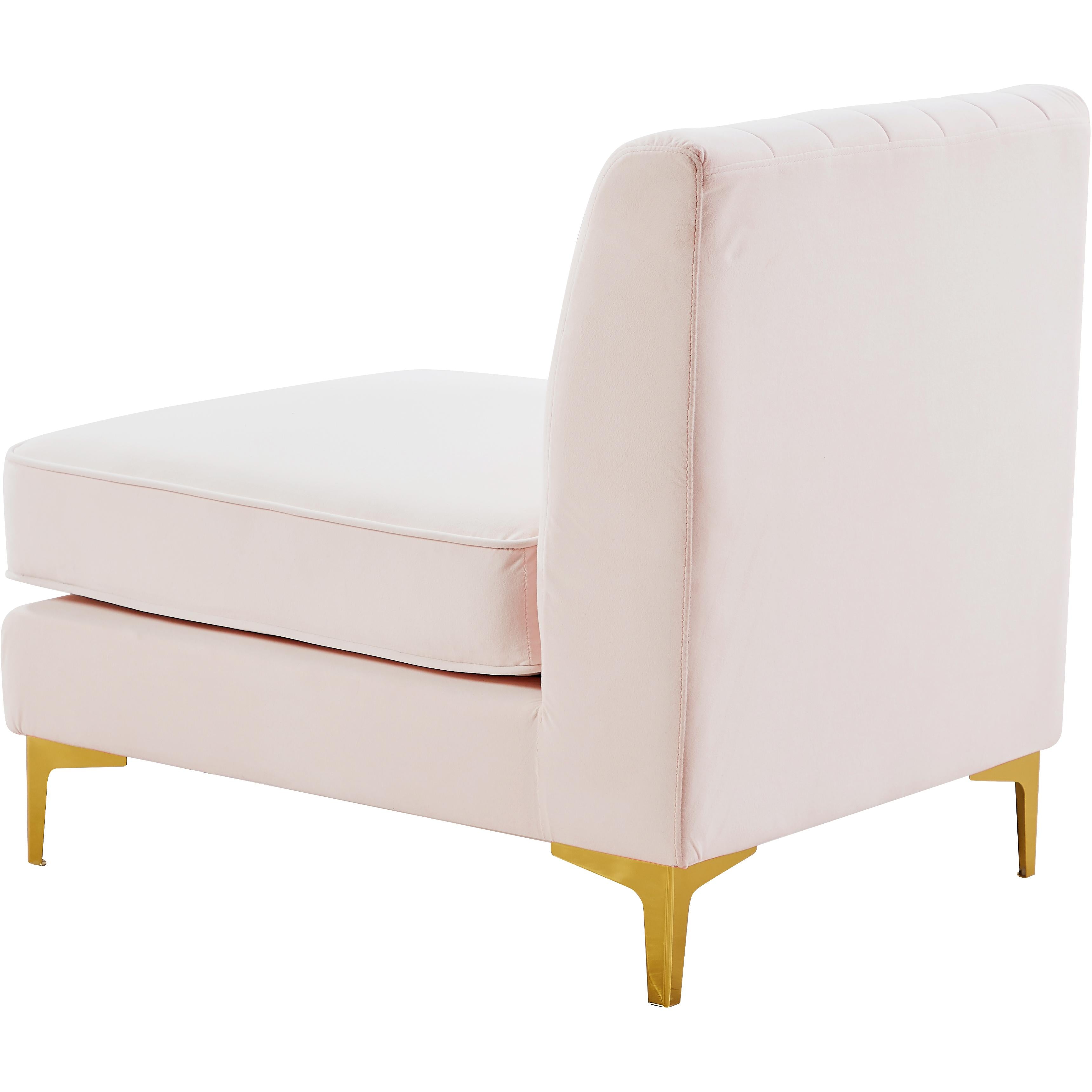 Meridian Alina Pink Velvet Armless Chair