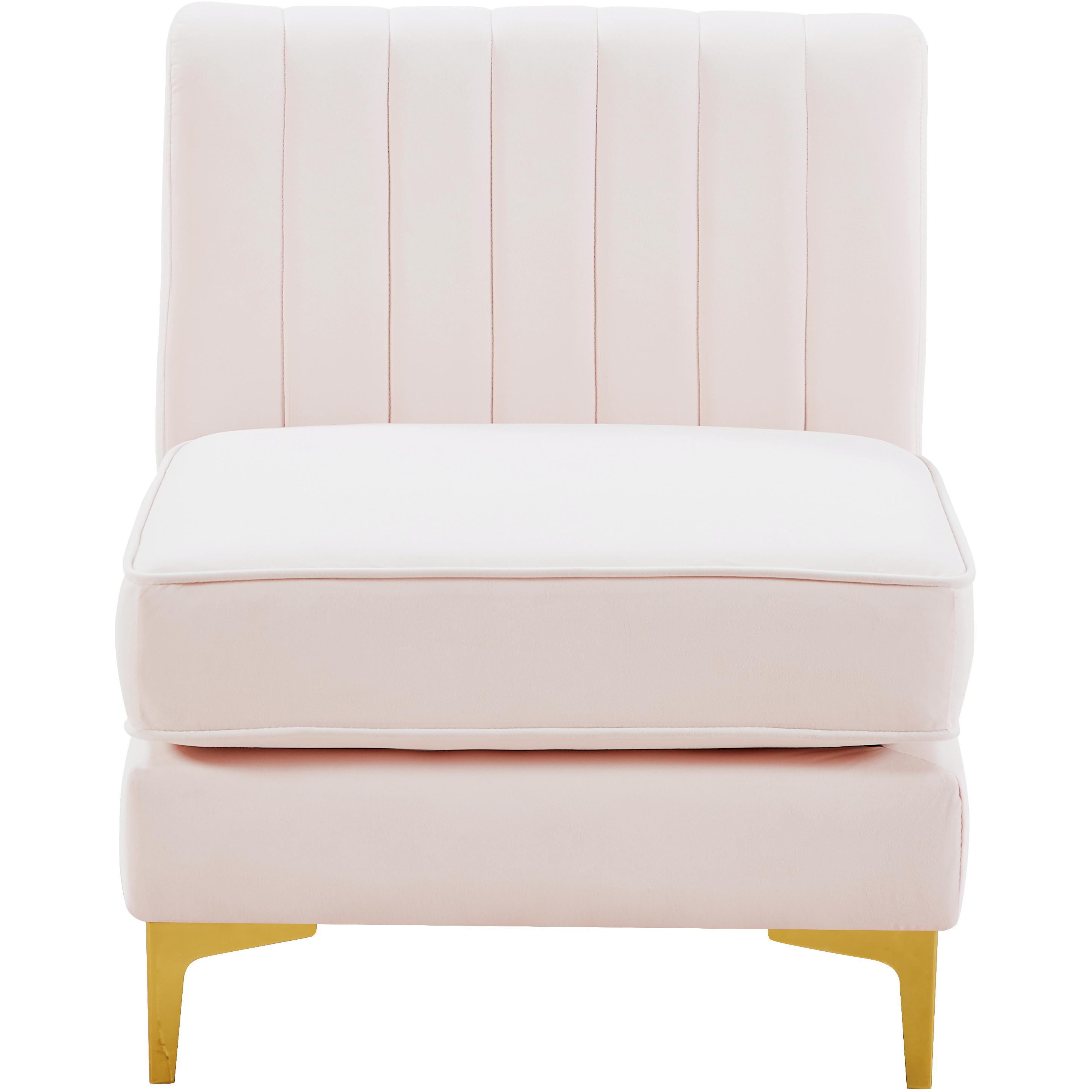 Meridian Alina Pink Velvet Armless Chair