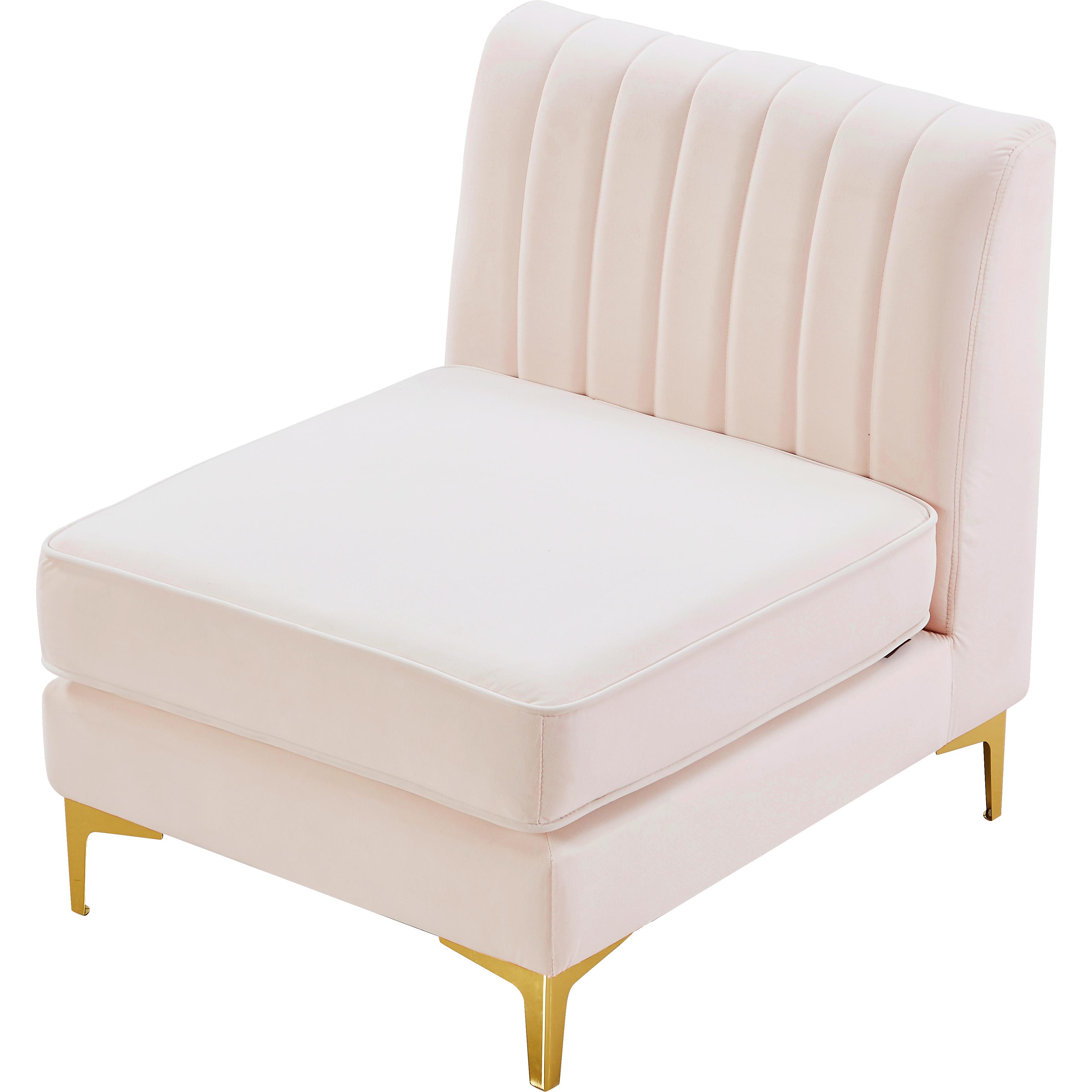 Meridian Alina Pink Velvet Armless Chair