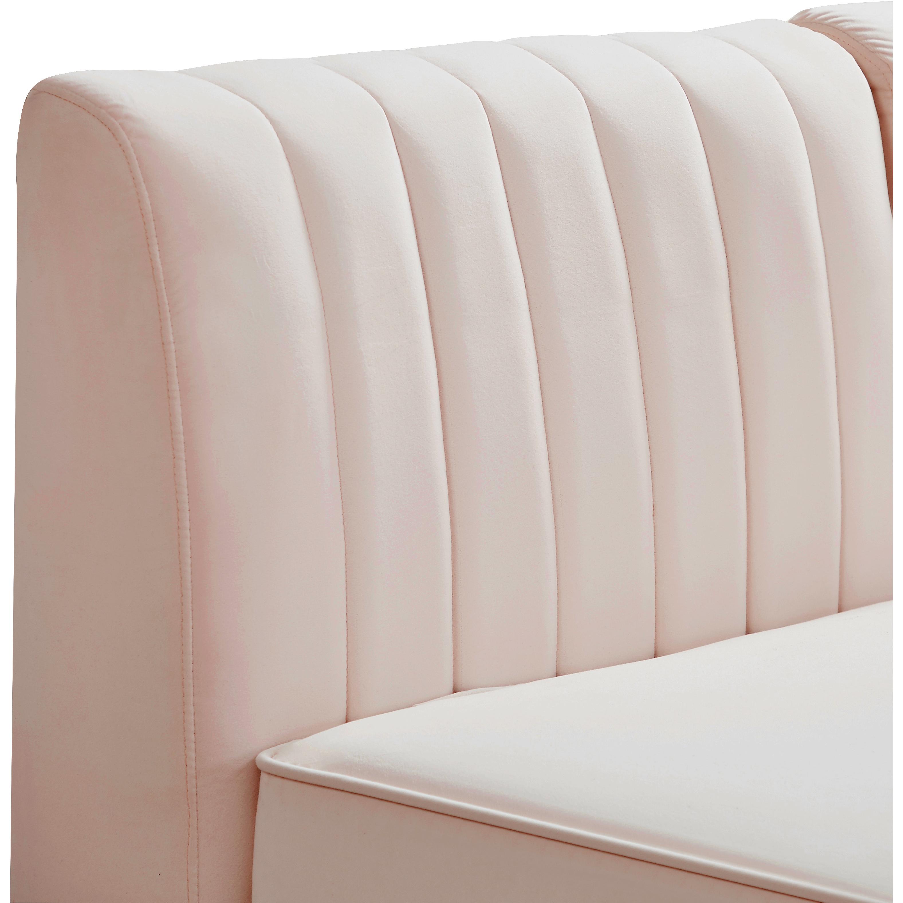 Meridian Alina Pink Velvet Armless Chair