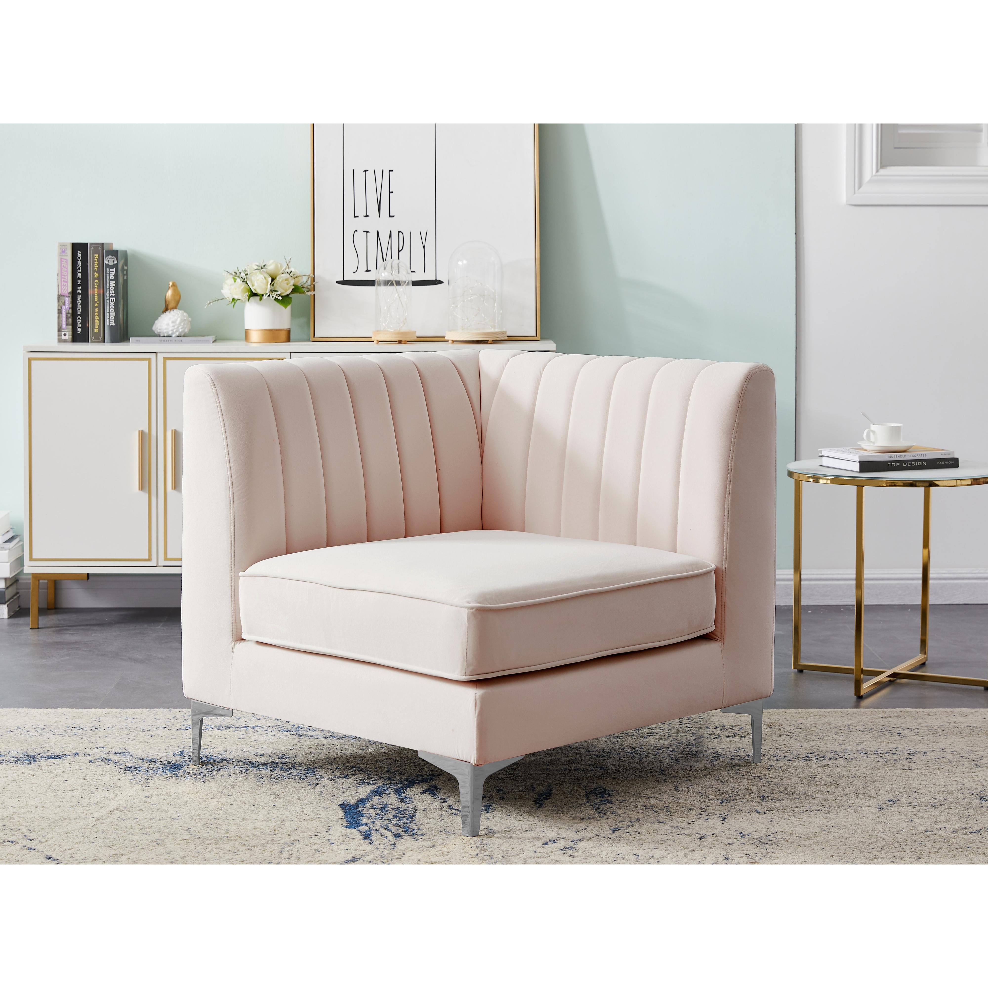 Meridian Alina Pink Velvet Corner Chair