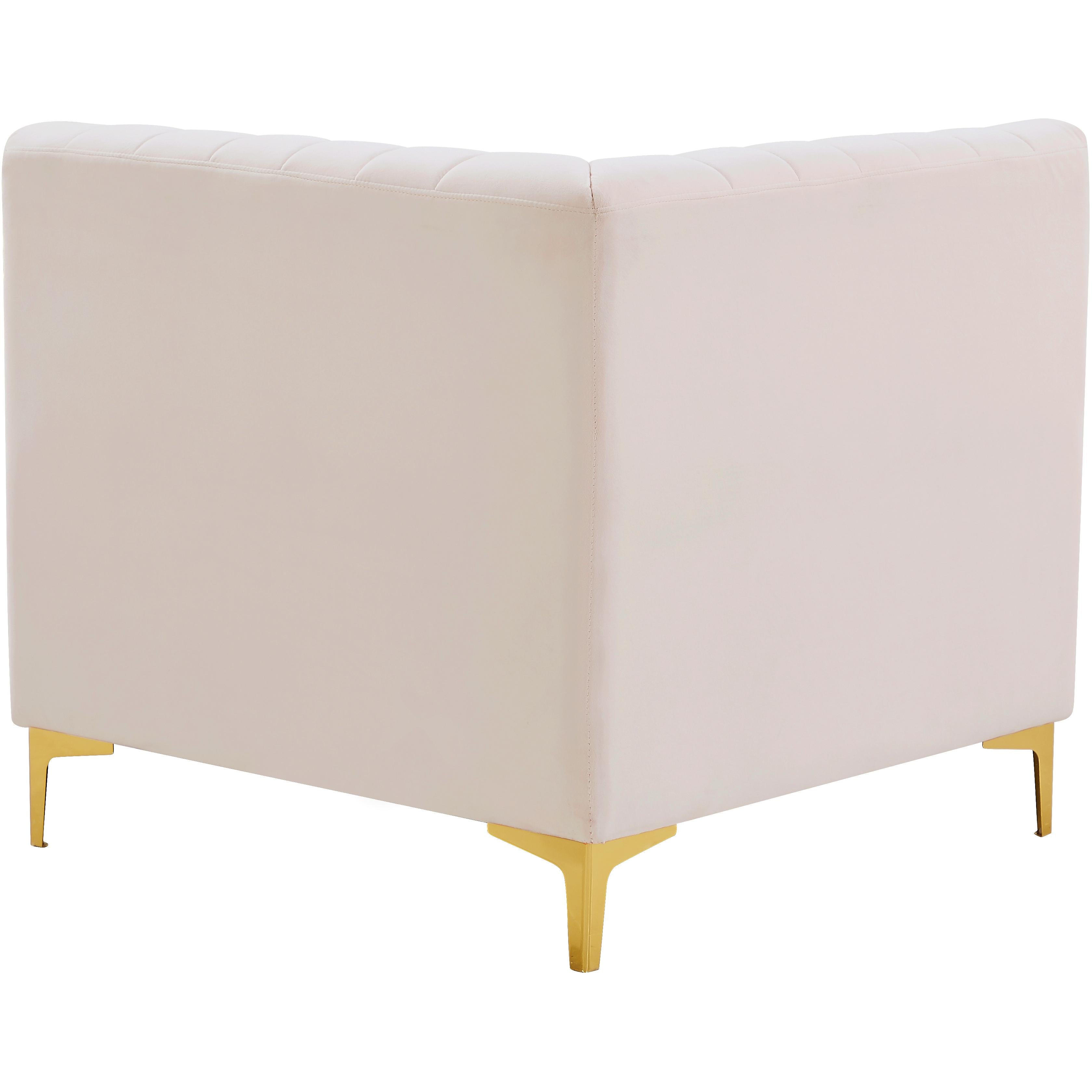 Meridian Alina Pink Velvet Corner Chair