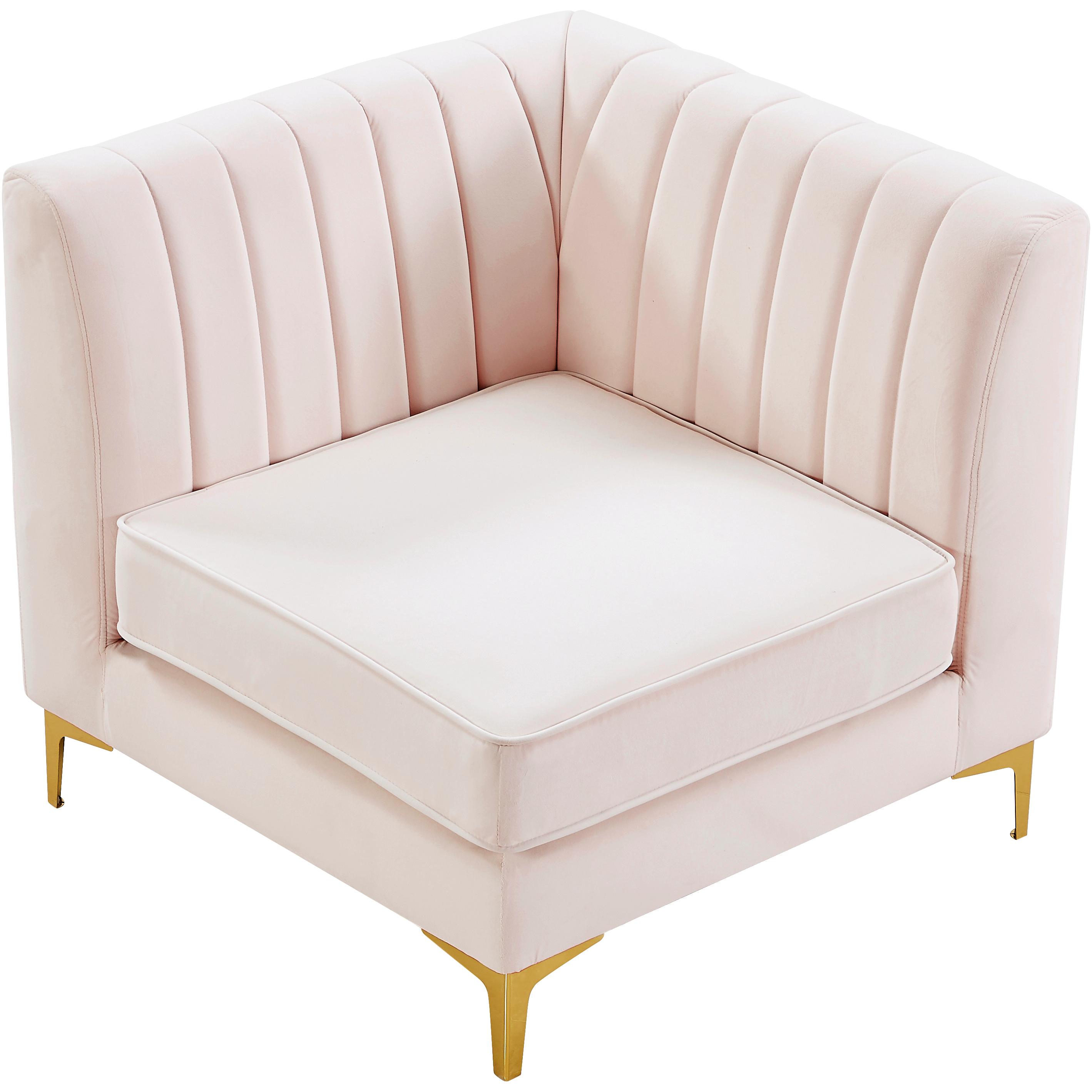 Meridian Alina Pink Velvet Corner Chair