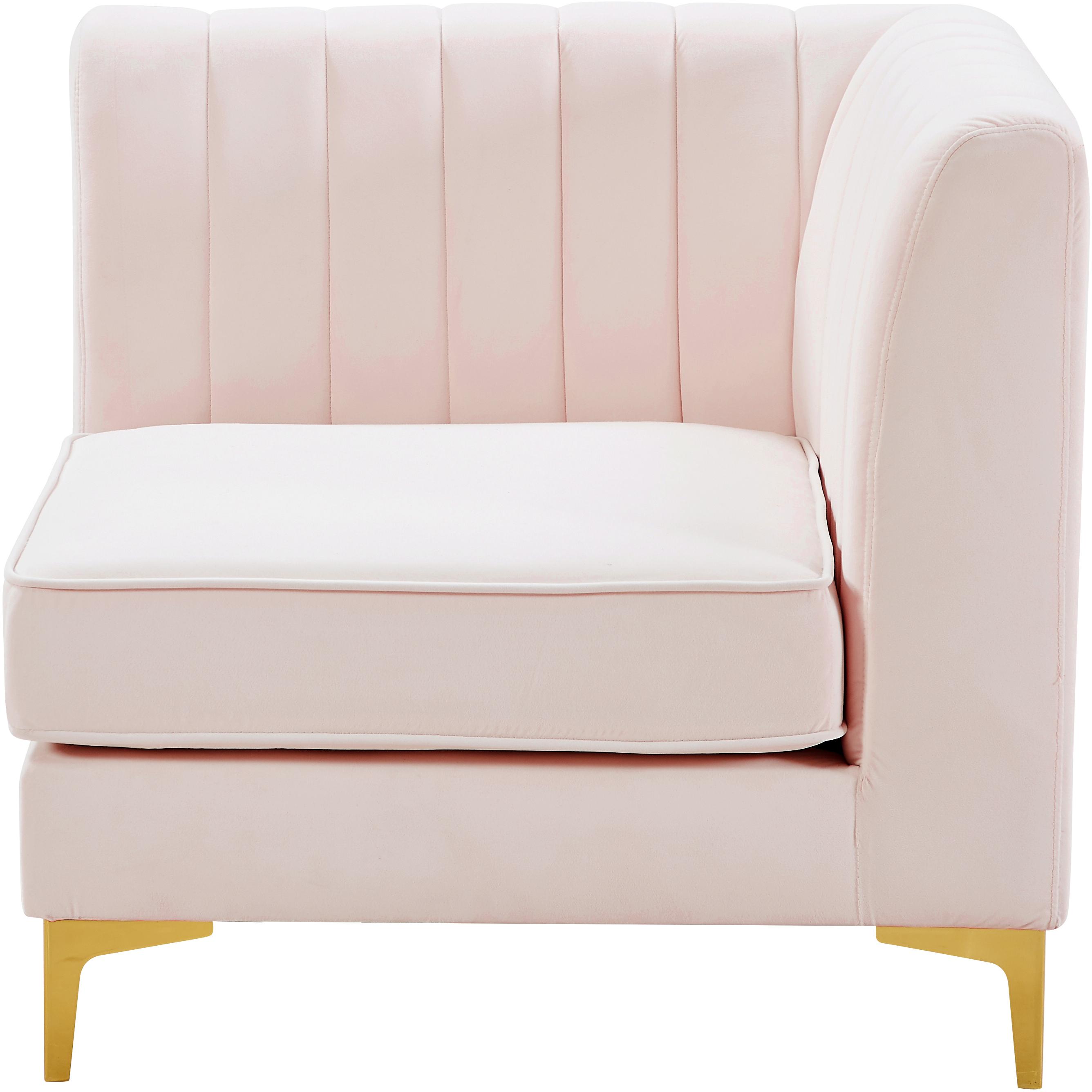 Meridian Alina Pink Velvet Corner Chair